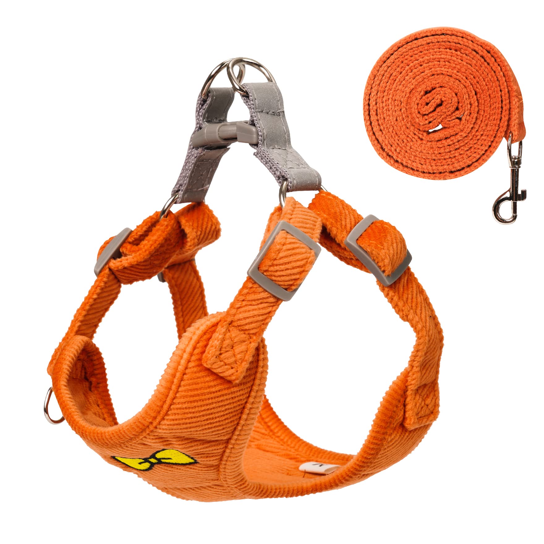 No Pull Dog Harness with Leash - Escape Proof Soft Vest Harness Set for Small & Medium Dogs & Cats - Reflective Step-in Design (Orange, Small) - Perfect for Walking, Training & Outdoor Adventures