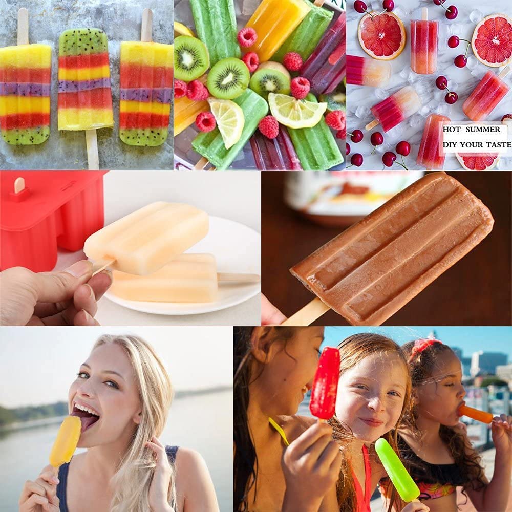 BPA-Free Silicone Popsicle Molds Set - 10 Cavity Homemade Ice Pop Maker with 50 Sticks, 50 Bags & Funnel | Perfect for Summer Treats, Kids Snacks, Party Favors & Healthy Frozen Desserts