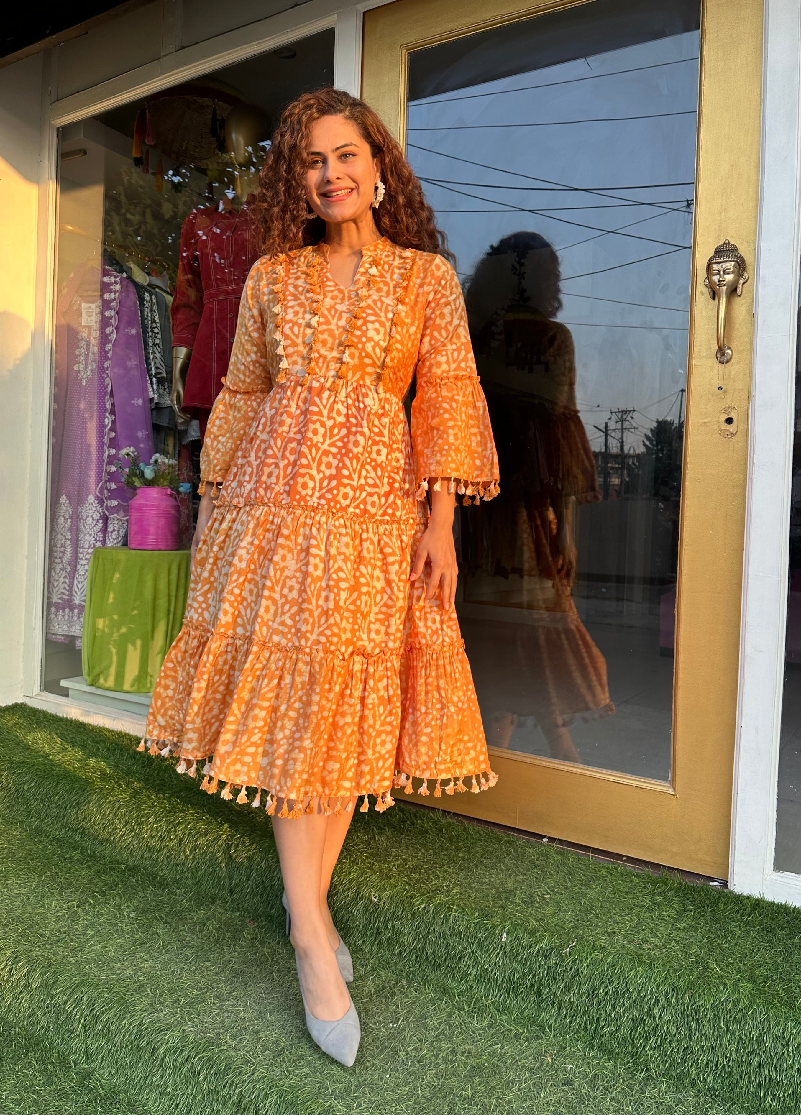 Natural Citrine Swirl Yellow Maxi Dress - Boho Chic Summer Beach Dress for Women | Perfect for Vacations, Weddings & Outdoor Events