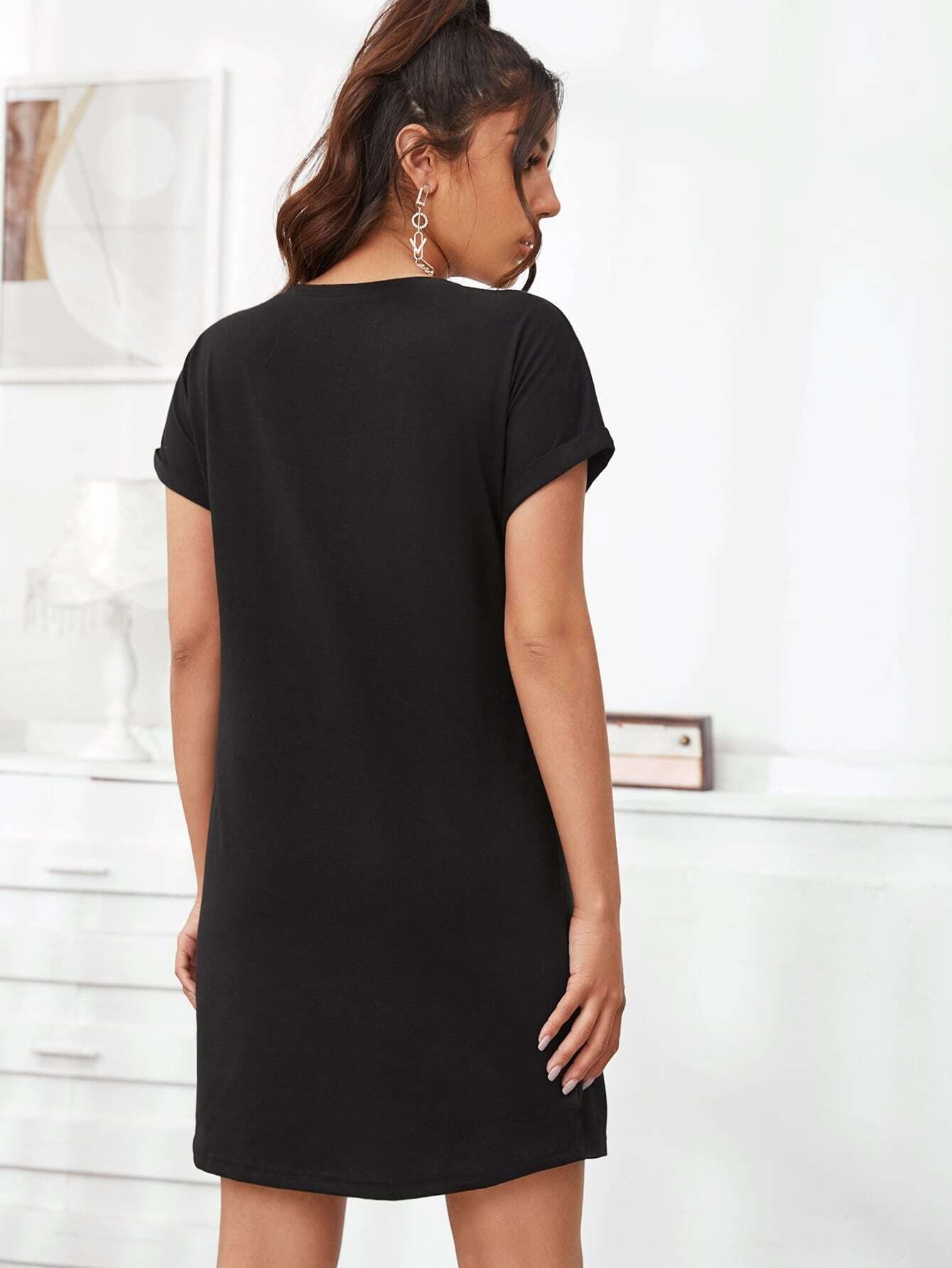 Women's Summer Short Sleeveless Dress with Batwing Sleeves - Casual Cuffed Tee Dress for Home, Party & Beach Wear | Perfect for Vacation, Outings & Summer Fashion
