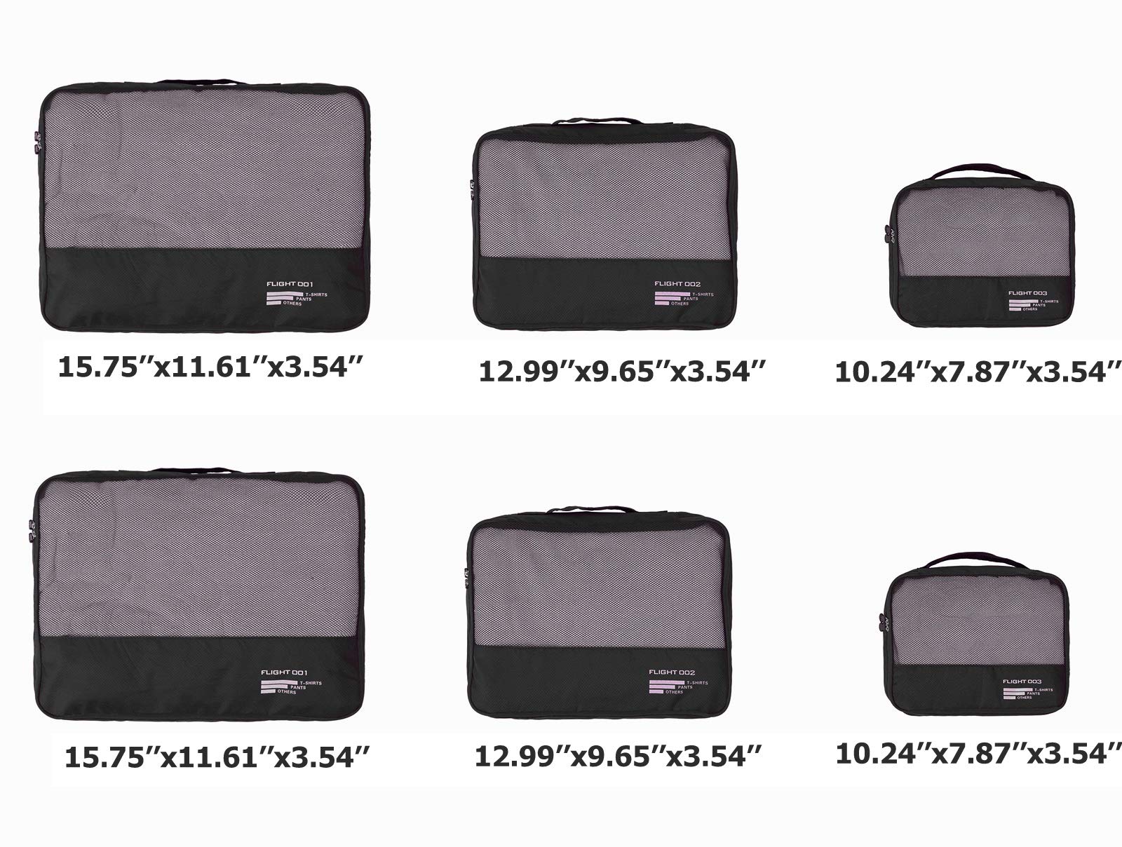 Premium Packing Cubes Set for Travel - 6-Piece Lightweight Luggage Organizers for Suitcases (Black) | Perfect for Business Trips, Vacations & Backpacking