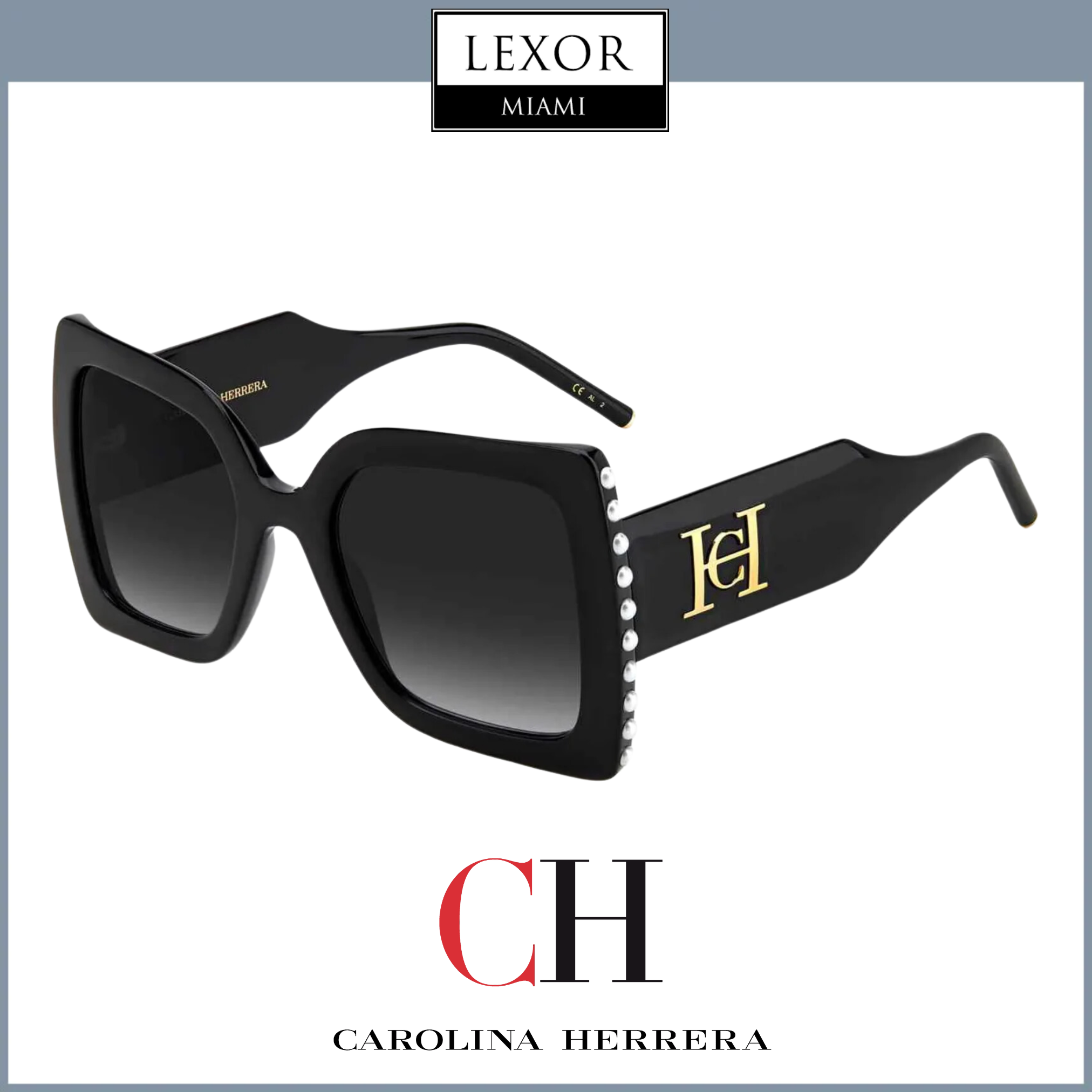 Carolina Herrera CH 0001/S 0807 90 Black Women's Sunglasses - Stylish UV Protection Shades for Fashion & Outdoor Activities