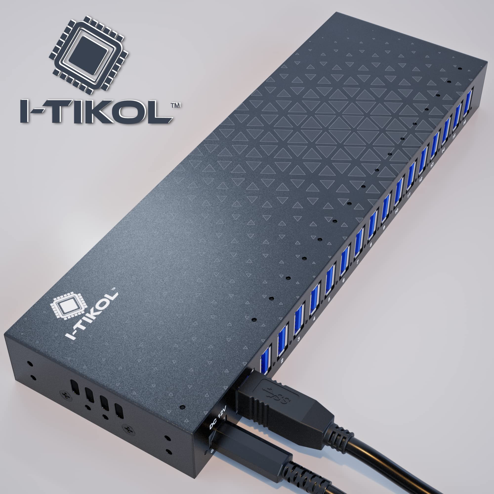 16-Port USB 3.0 Hub with AC Adapter - 5Gbps High-Speed Aluminum Alloy USB Splitter for Laptop, PC, Tablet & Phone - Desktop USB Expander for Multiple Devices - Perfect for Home Office, Gaming Setup & Workstation Connectivity