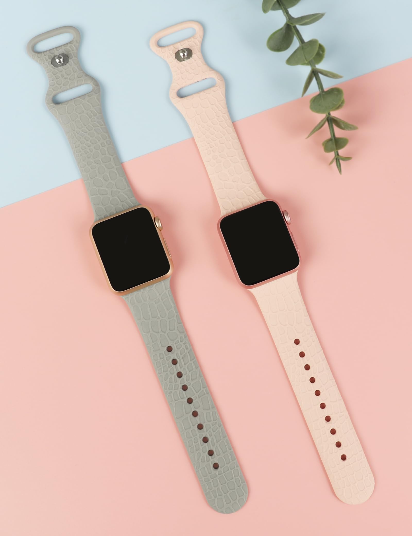 2 Pack Genuine Leather Crocodile Pattern Apple Watch Bands for 38mm 40mm 41mm 42mm 44mm 45mm 49mm - Compatible with iWatch Series 8/7/6/5/4/3/2/SE/Ultra - Stylish Replacement Strap for Men & Women - Perfect for Work, Parties & Everyday Wear
