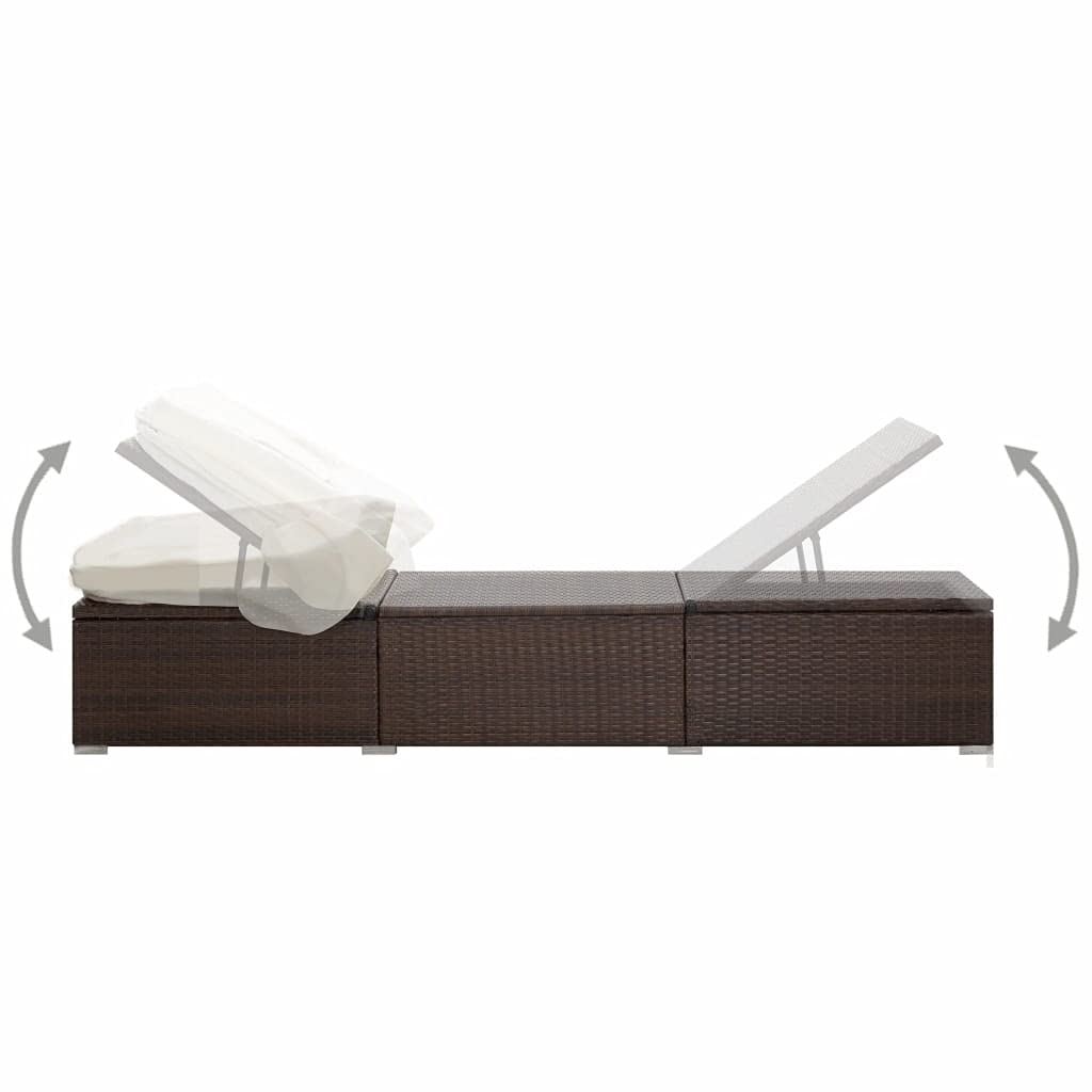 Outdoor Patio Furniture Sunbed - Rattan Sun Lounger with Canopy & Cushion, Brown - Fast Shipping | Perfect for Poolside Relaxation, Garden Lounging & Backyard Sunbathing