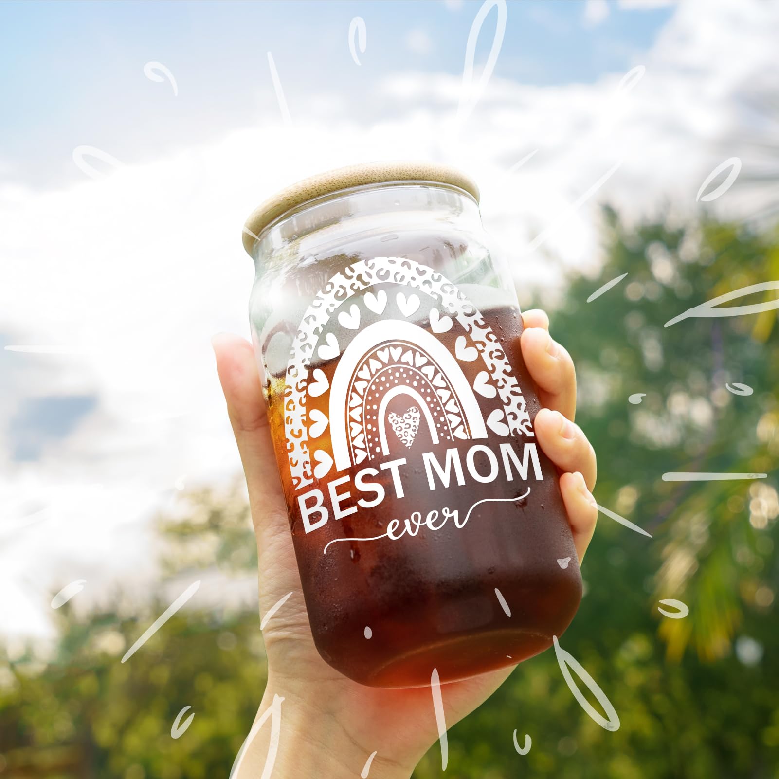 Funny Mom Gifts from Daughter & Son - 16oz Glass Cup with Heartwarming Quotes | Perfect Mother's Day, Birthday & Christmas Gift for Mom & Mother-in-Law | Great for Coffee, Tea & Smoothies at Home or Office