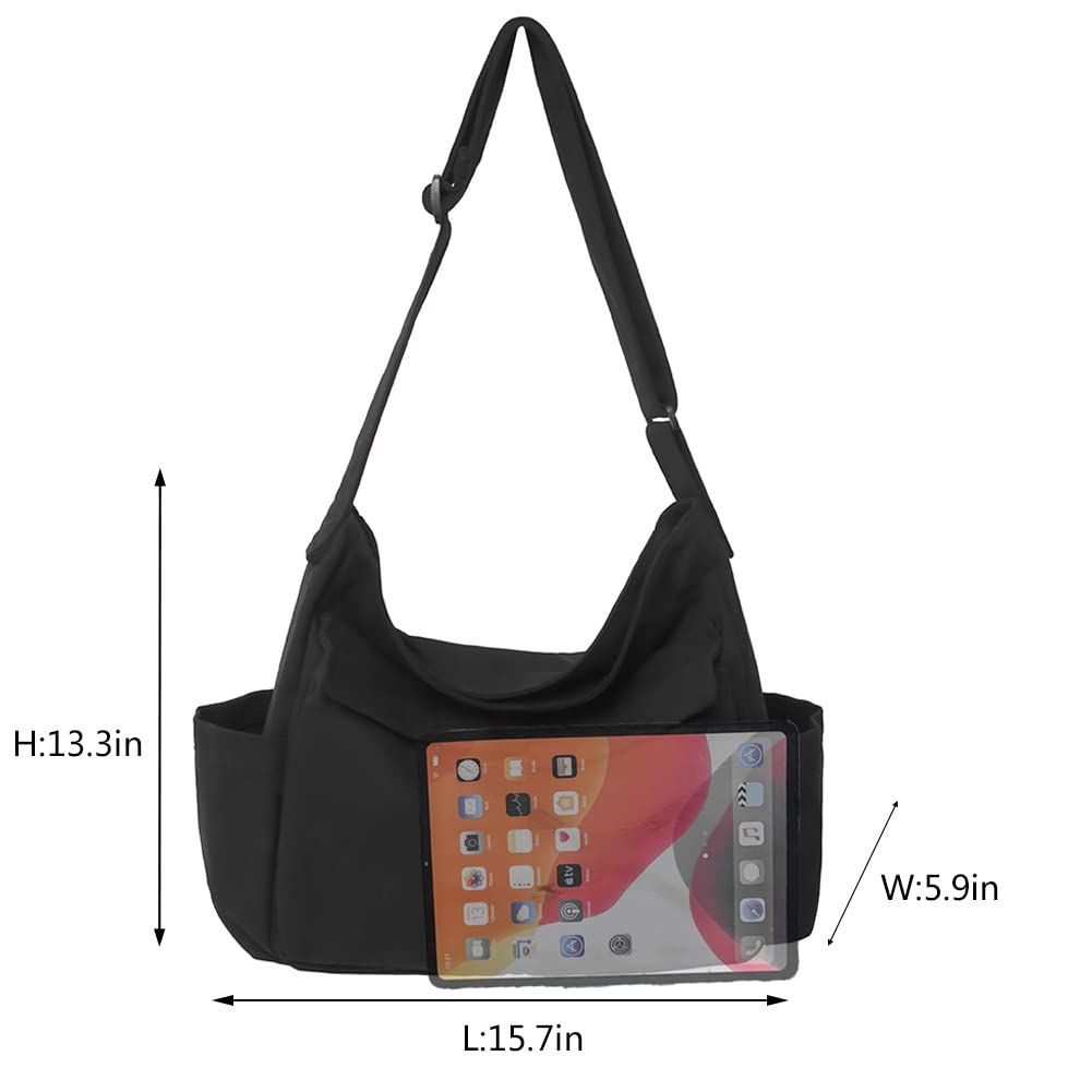Stylish Canvas Crossbody Bag for Women & Girls - Cute Messenger Purse with Pins & Pendant - Fashionable Casual Shoulder Bag for School, Travel & Daily Use