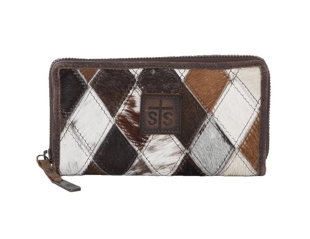 STS Ranchwear Genuine Cowhide Diamond Bifold Wallet for Men - Slim RFID Blocking Leather Wallet with Money Clip (Perfect for Everyday Carry, Travel & Western Style)