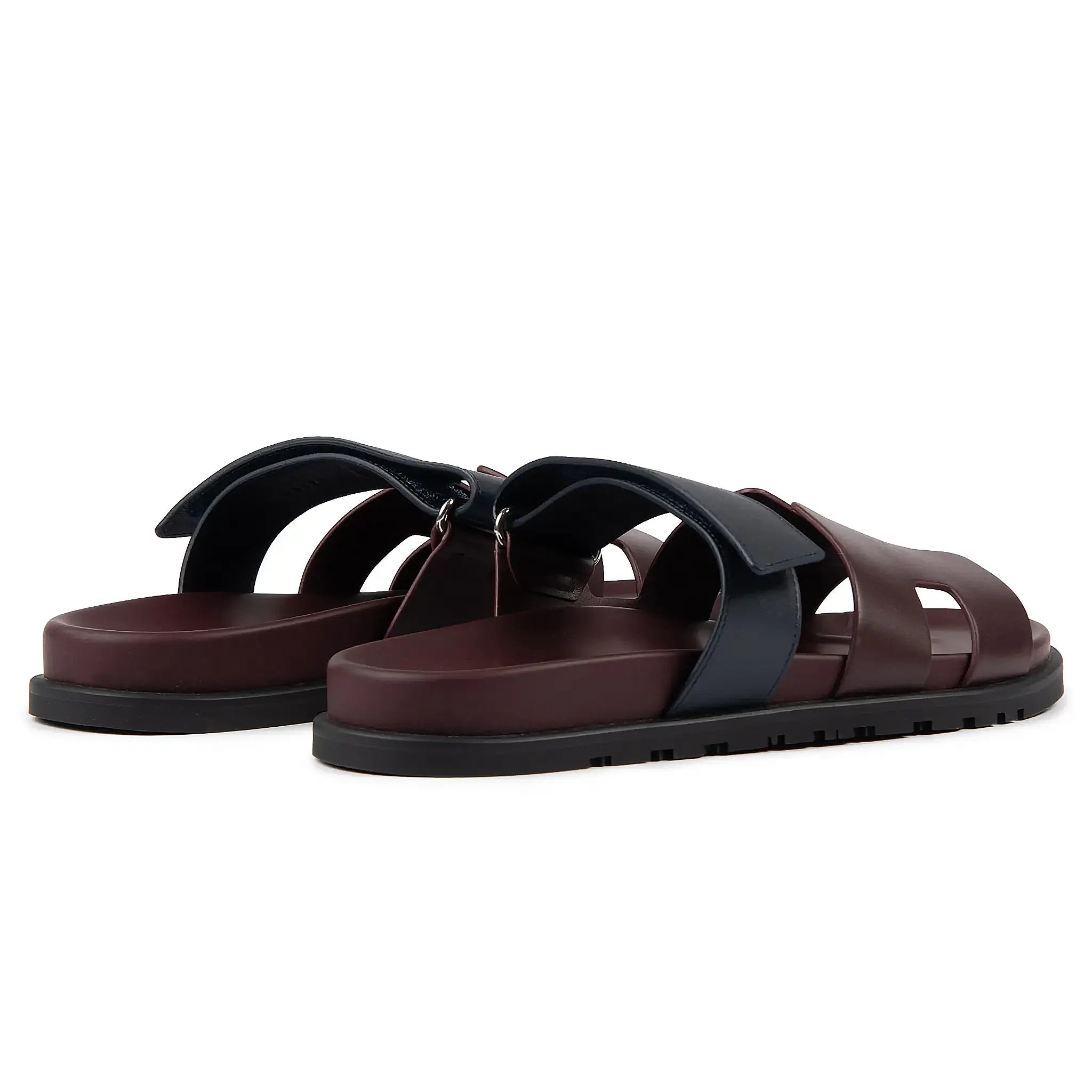 Hermès Paris Chypre Sandals - Genuine Calfskin Leather Burgundy Women's Luxury Slides | Perfect for Summer Vacations, Beach Getaways & High-End Fashion Outfits