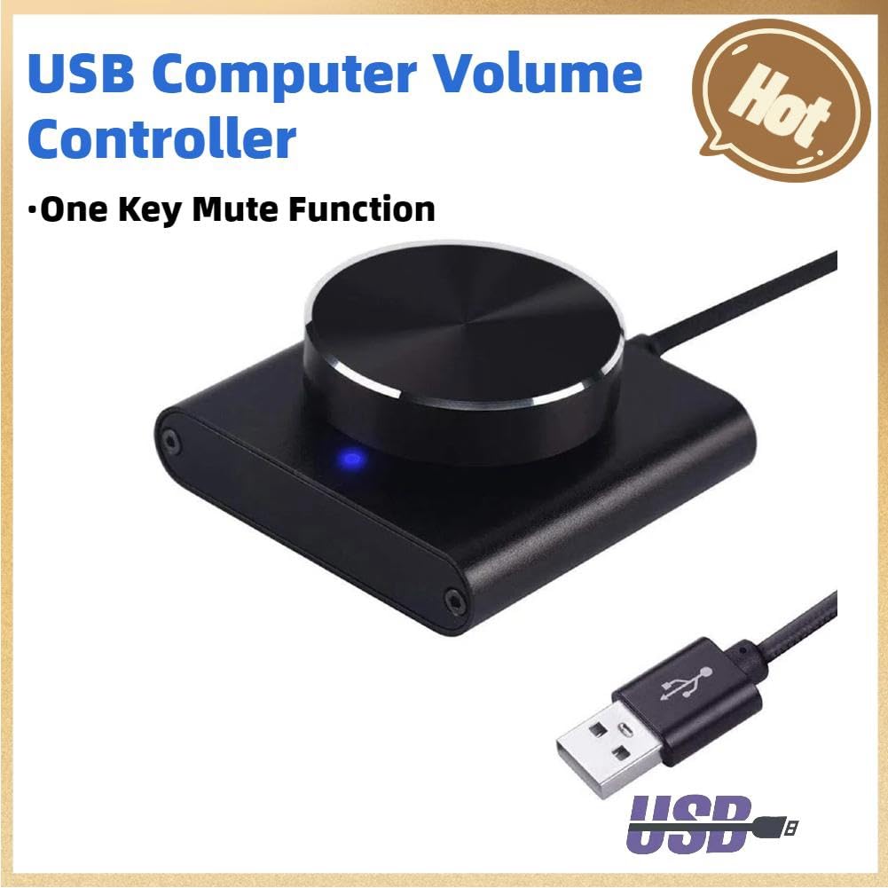 Rheross USB Volume Control Knob - Lossless PC Computer Speaker Adjuster with One Key Mute | Digital Audio Controller for Gaming, Streaming & Home Office | Premium Aluminum Alloy Construction