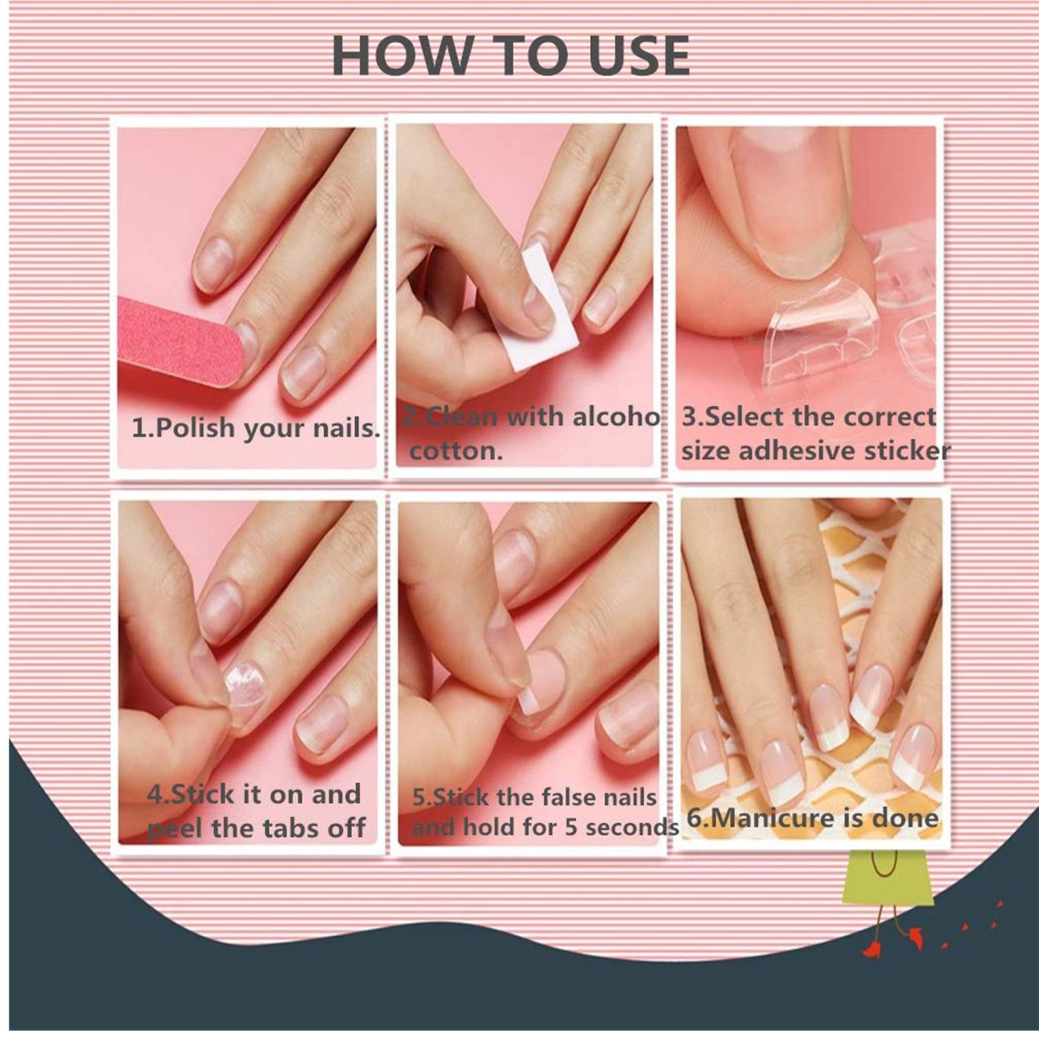 Premium 48-Piece Double-Sided Nail Adhesive Tabs - Transparent Flexible Fake Nail Glue Tape for Strong Hold | Perfect for Acrylic Nails, Press-On Nails & Nail Art | Salon Quality & Easy Application