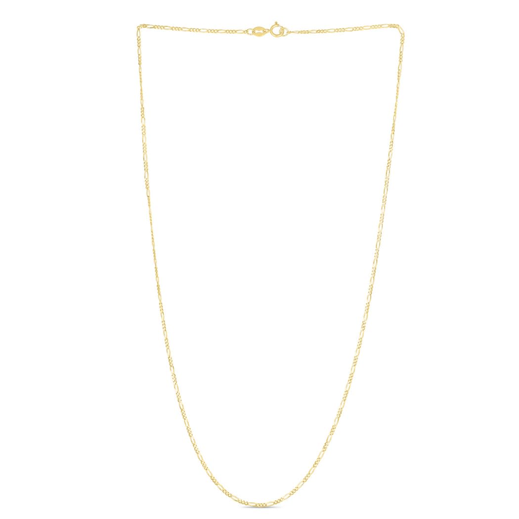 14K Gold Diamond-Cut Figaro Chain Necklace for Women & Men - Classic Alternating Link Design, Multiple Lengths - Perfect for Gifts, Layering & Everyday Wear