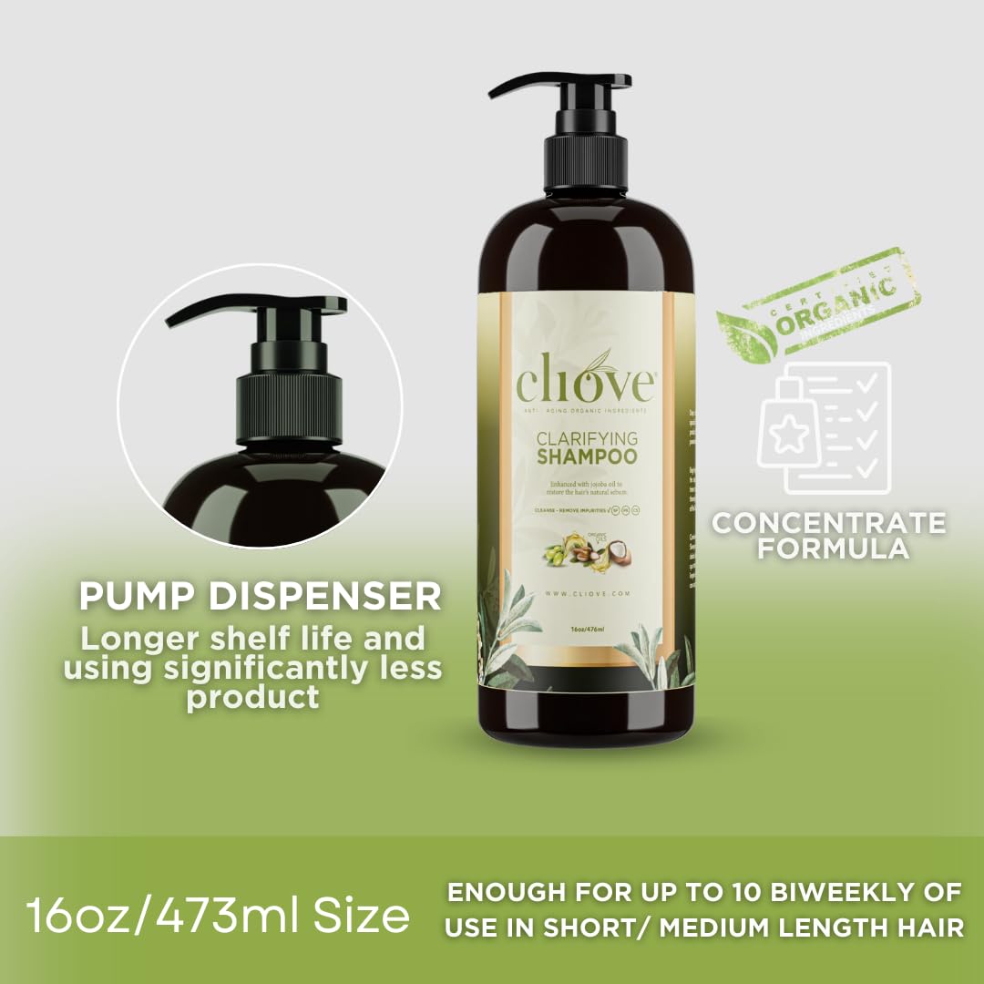 Clean & Pure Clarifying Shampoo for Curly, Oily & Damaged Hair - Sulfate-Free Deep Cleansing & Detox Formula (16oz) | Perfect for Daily Use & Hair Recovery