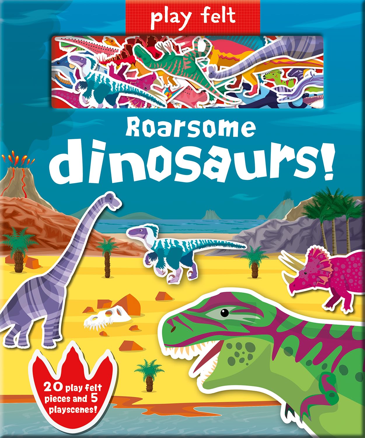 Roarsome Dinosaurs Soft Felt Play Book - Interactive Educational Toy for Kids, Toddler Learning Activity, Dinosaur Themed Storytime & Sensory Play