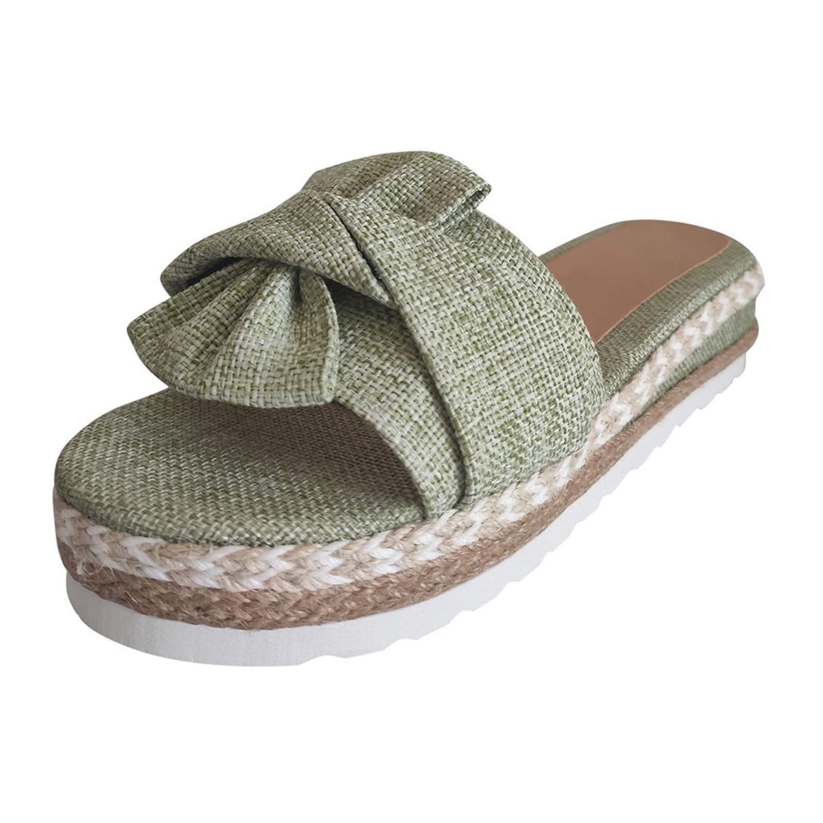 Breathable Women's Slip-On Beach Sandals - Open Toe Flat Summer Shoes with Bow Design, Size 7 | Perfect for Beach Vacations, Poolside Lounging & Casual Outings