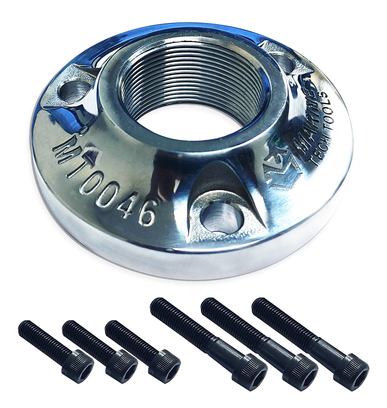 OMC & BRP Lifting Adapter (AMT0046) - Marine Tech Tools Flywheel Bolt-On Adapter for Outboard Motors, Compatible with Universal Lifting Ring (AMT0022) - Perfect for Boat Engine Maintenance & Marine Repair