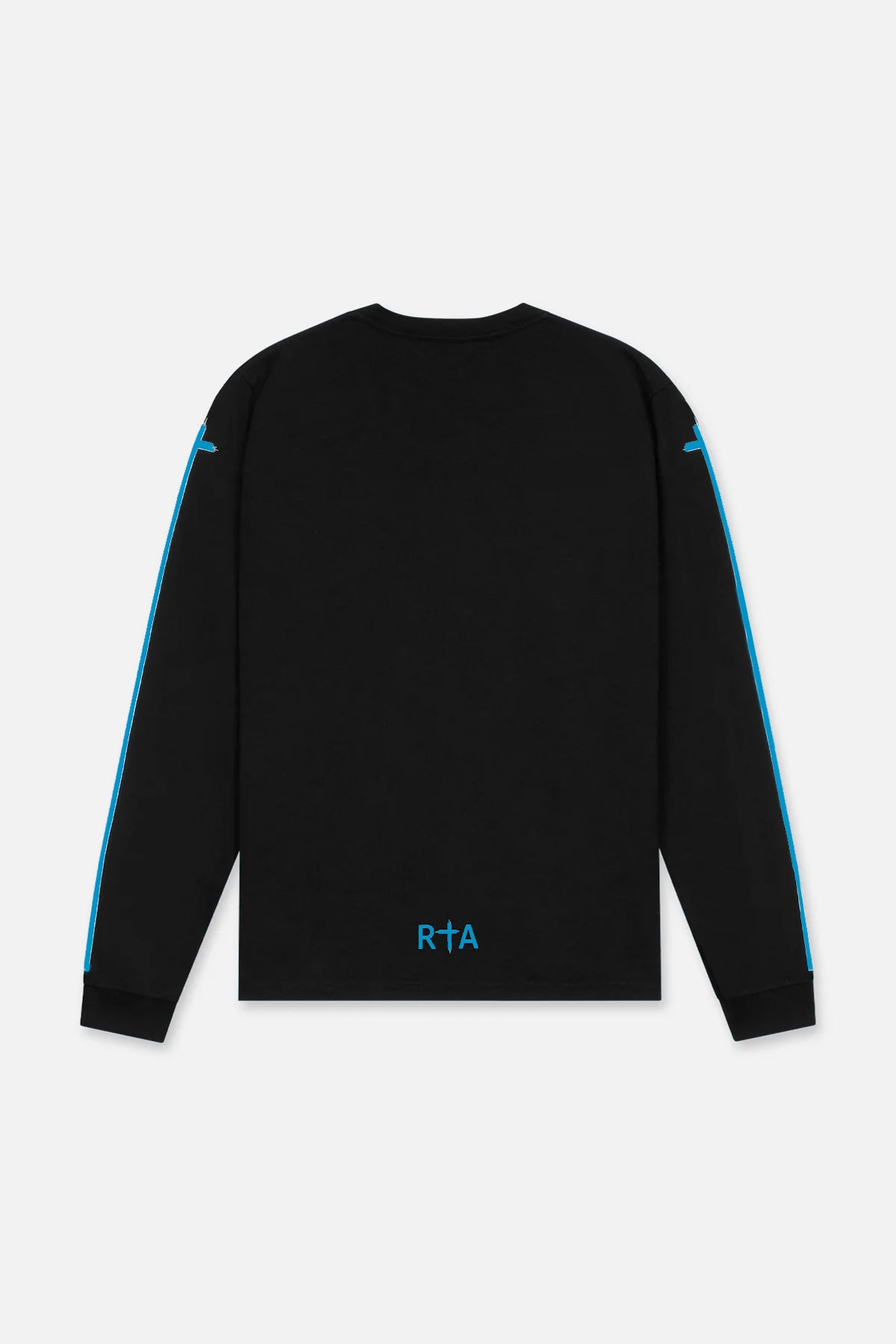 LAWRENCE Long Sleeve T-Shirt | Black & Blue Sleeve Cross Design | Casual Streetwear for Men & Women | Perfect for Everyday Wear & Urban Fashion