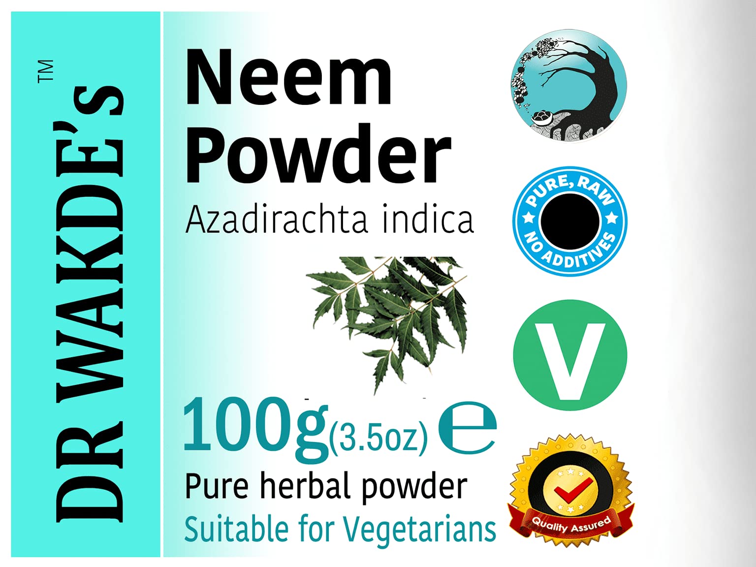 DR WAKDE'S Pure Neem Powder (Azadirachta Indica) - 100g (3.5oz) | Organic Raw Dried Neem Leaf Powder | Natural Aroma & Freshness | Fine Ground Vegan Superfood | Premium Grade Unprocessed | For Skin Care, Hair Treatment & Natural Remedies