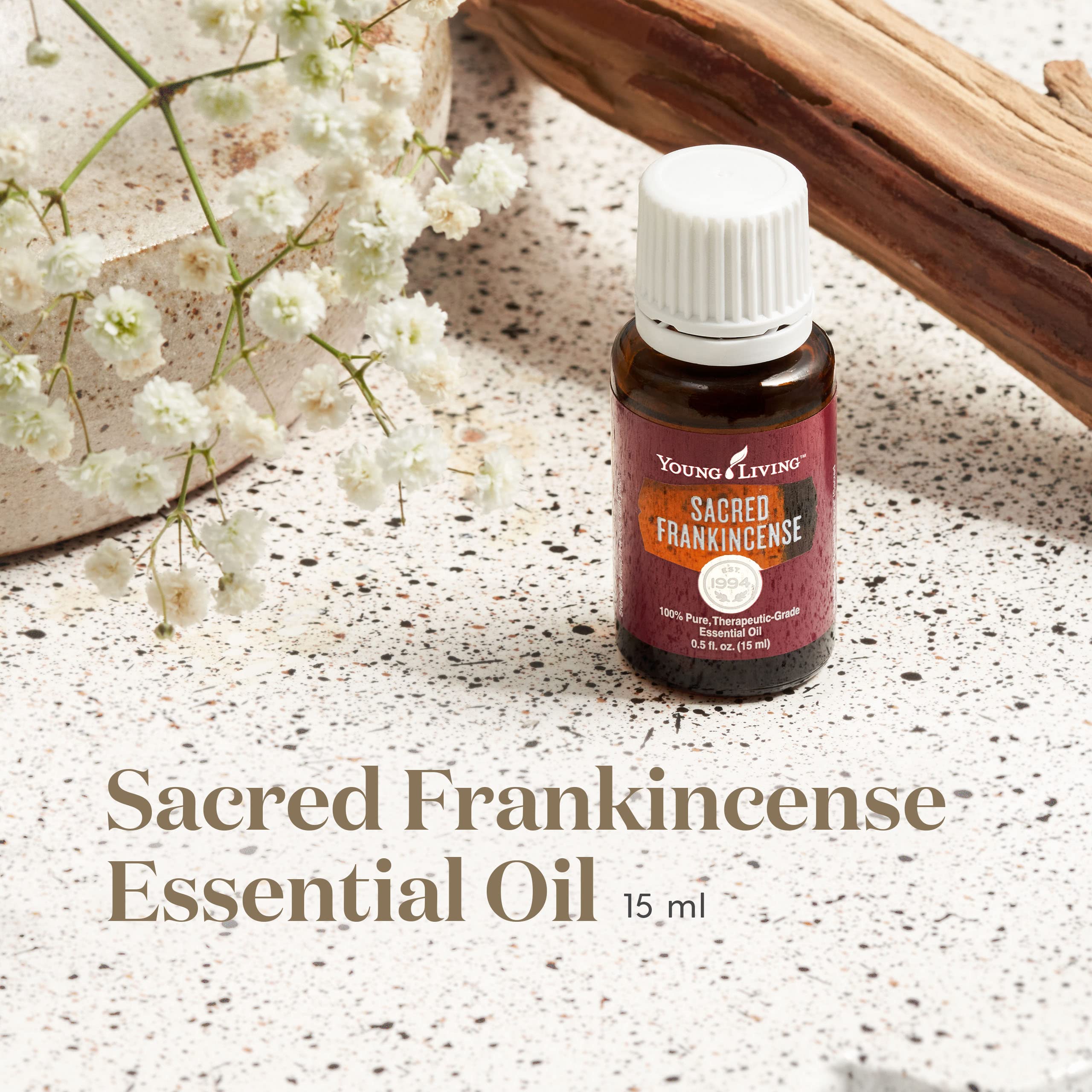 Young Living Sacred Frankincense Essential Oil 15ml - Pure Therapeutic Grade, Woodsy Aroma for Relaxation & Meditation, Promotes Skin Health & Spiritual Wellness | Perfect for Yoga, Prayer, Aromatherapy & Skincare Routine