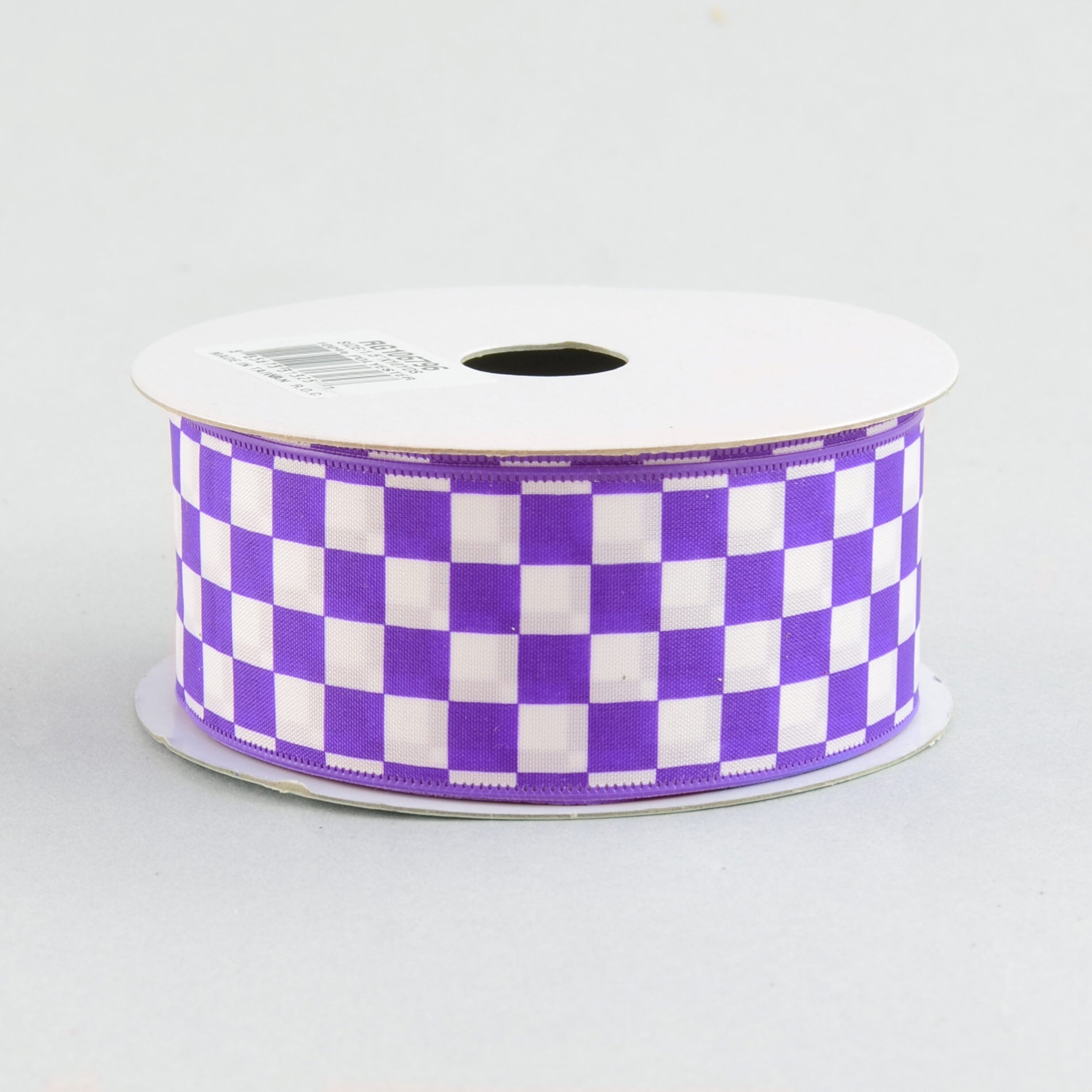 1.5 Inch Purple and White Checked Ribbon - 10 Yards Bulk Roll for Gift Wrapping, Crafts, DIY Decorations, Hair Bows, and Party Decor