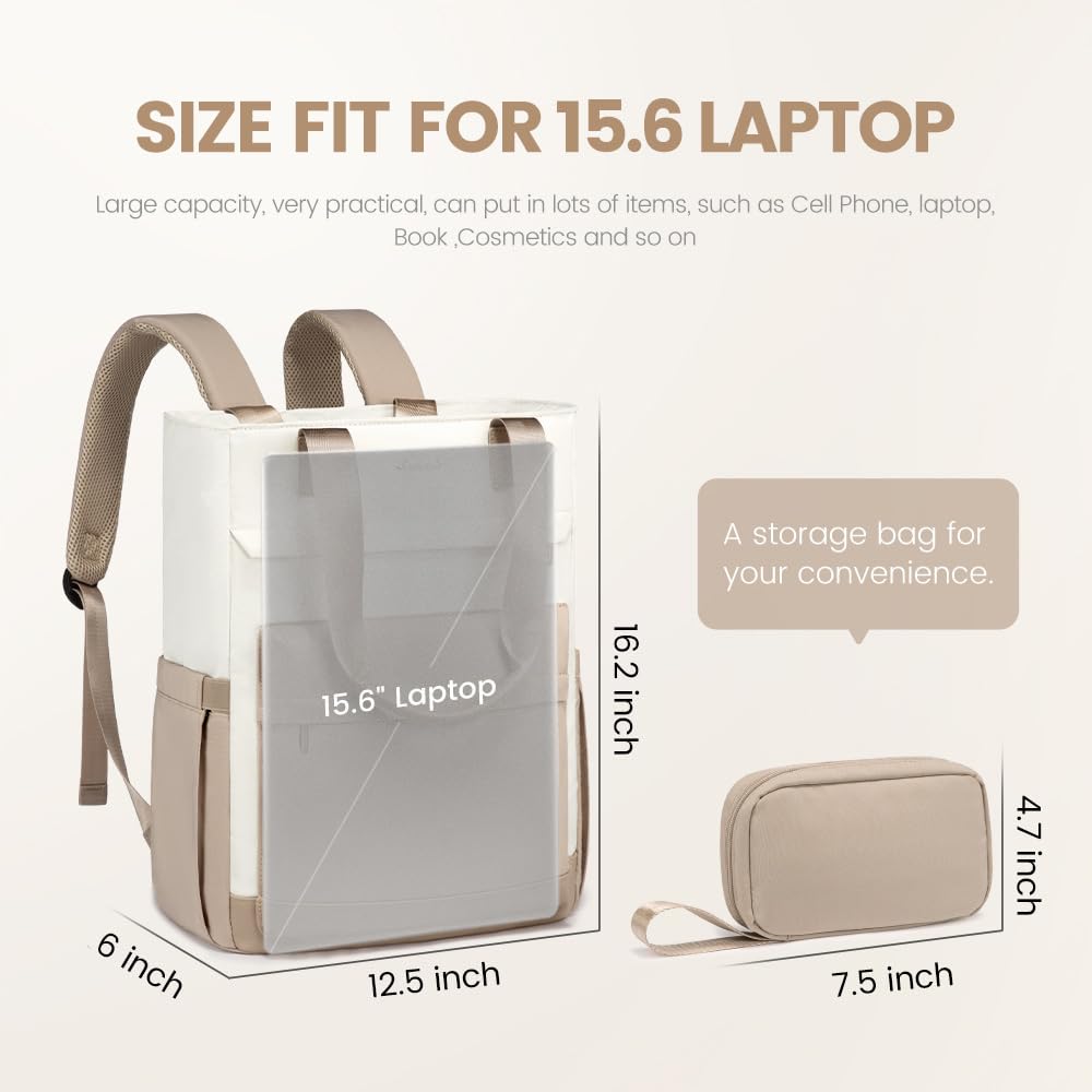 LOVEVOOK 15.6 Inch Laptop Backpack for Women - Water-Resistant Convertible Work & Travel Backpack with Purse - Perfect for Teachers, Nurses, Students & Professionals - Office, Commute, Business Trips & College Use