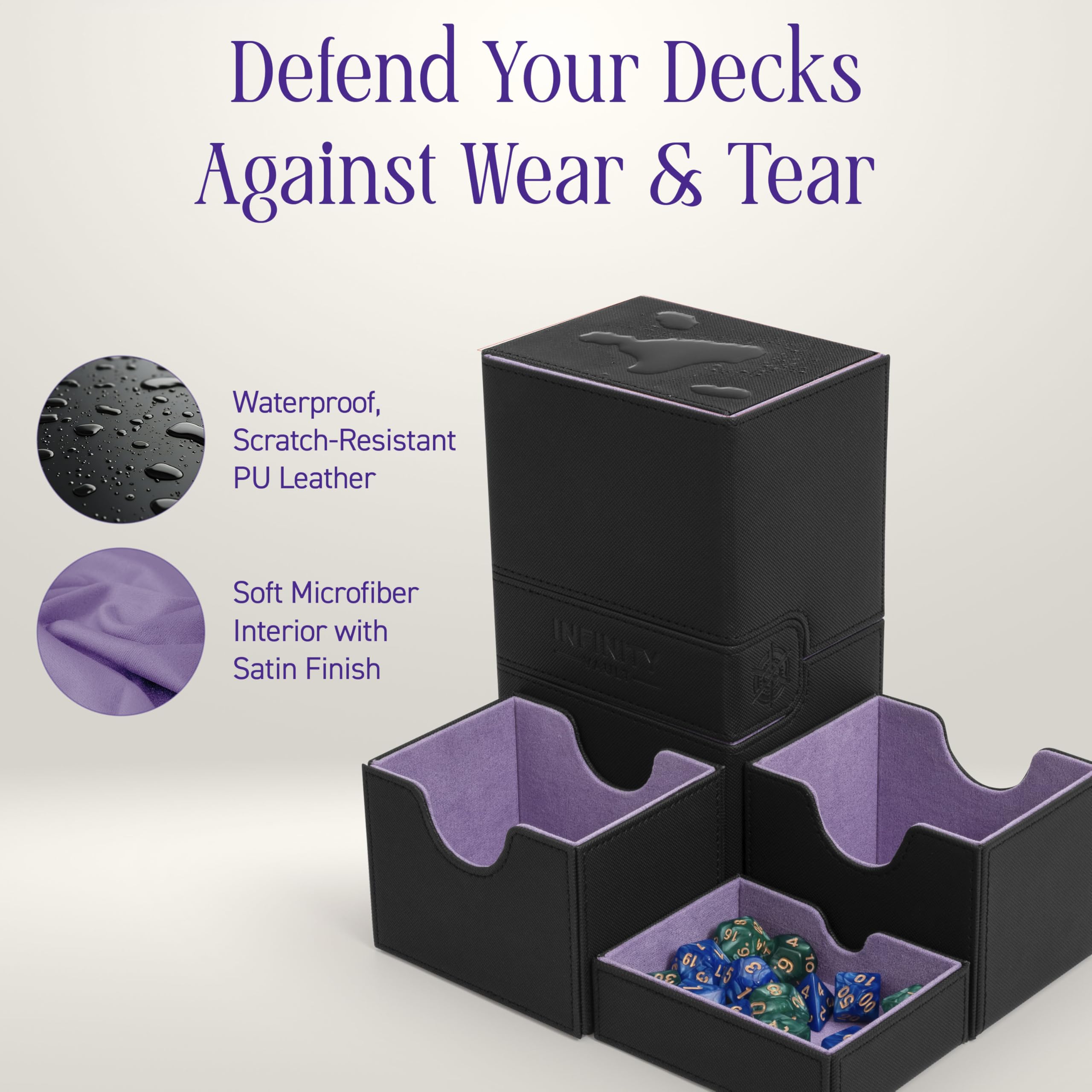 Premium MTG Deck Box Commander with Dual Sideloading & Dice Tray - Magic the Gathering Card Storage Case for TCG, Lorcana & Collectible Card Games - Holds 200+ Double-Sleeved Cards - Perfect for Game Nights, Tournaments & Card Collection Organization