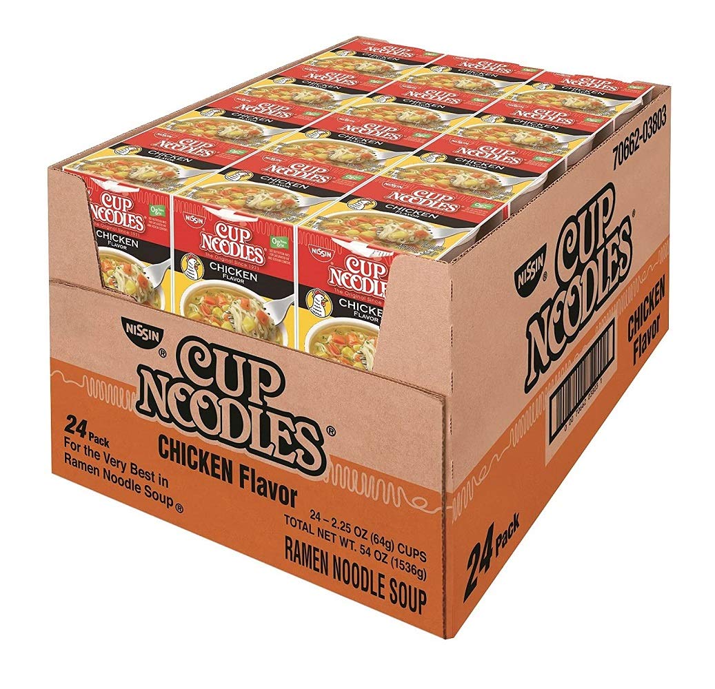 Nissin Cup Noodles Chicken Flavor 2.5oz (24-Pack) - Instant Ramen for Quick Meals, Office Lunches & Emergency Food Supply
