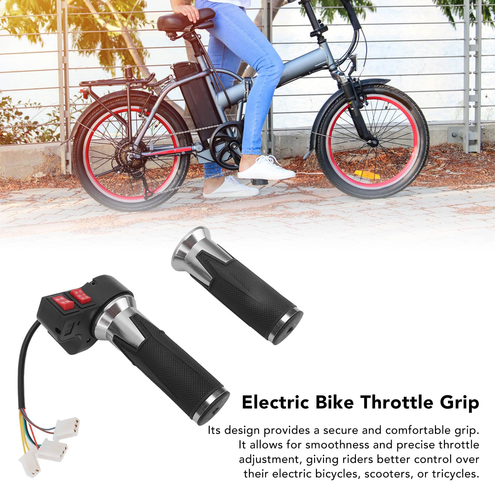 Electric Bike Throttle Grip - 3-Speed Control Handle with Forward/Reverse Gear - Compatible with Most E-Bikes (1 Pair) - Perfect for Commuting, Mountain Biking & Urban Riding