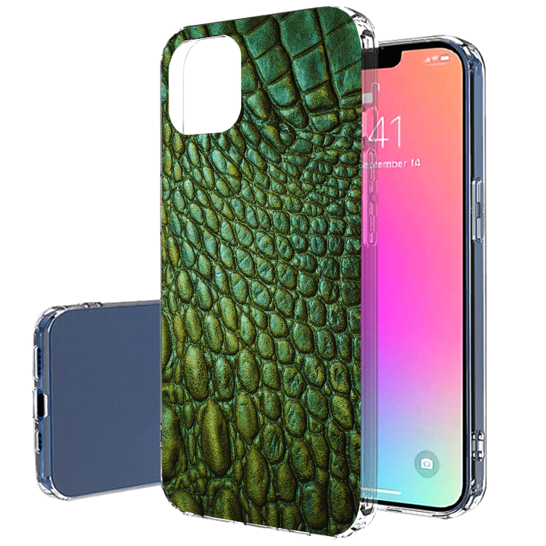 Slim Thin TPU Gel Case for Apple iPhone 13 Pro Max - Lightweight Flexible Soft Anti-Scratch Cover with Satin Crocodile Print (Made in USA) - Perfect for Everyday Protection & Stylish Look