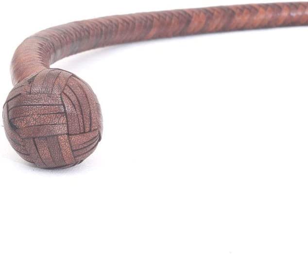 Handmade 4FT Kangaroo Leather Snake Whip - 12 Plait Design with Reinforced Leather Belly & Bolster - Durable Brown Bullwhip for Equestrian Training, Outdoor Survival & Performance Arts