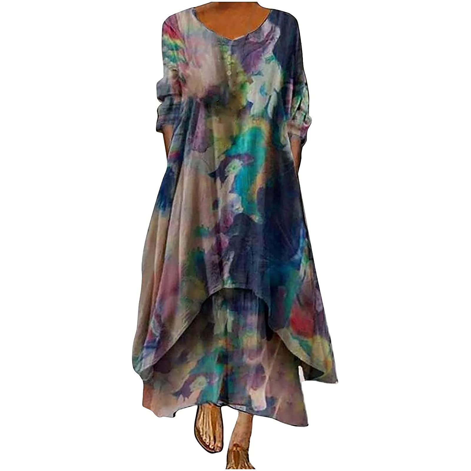 Elegant Long Sleeve Maxi Dresses for Women - Boho Floral Flowy Sundress for Wedding Guest, Fall Casual Wear | Perfect for Autumn Weddings, Date Nights & Boho Chic Outfits