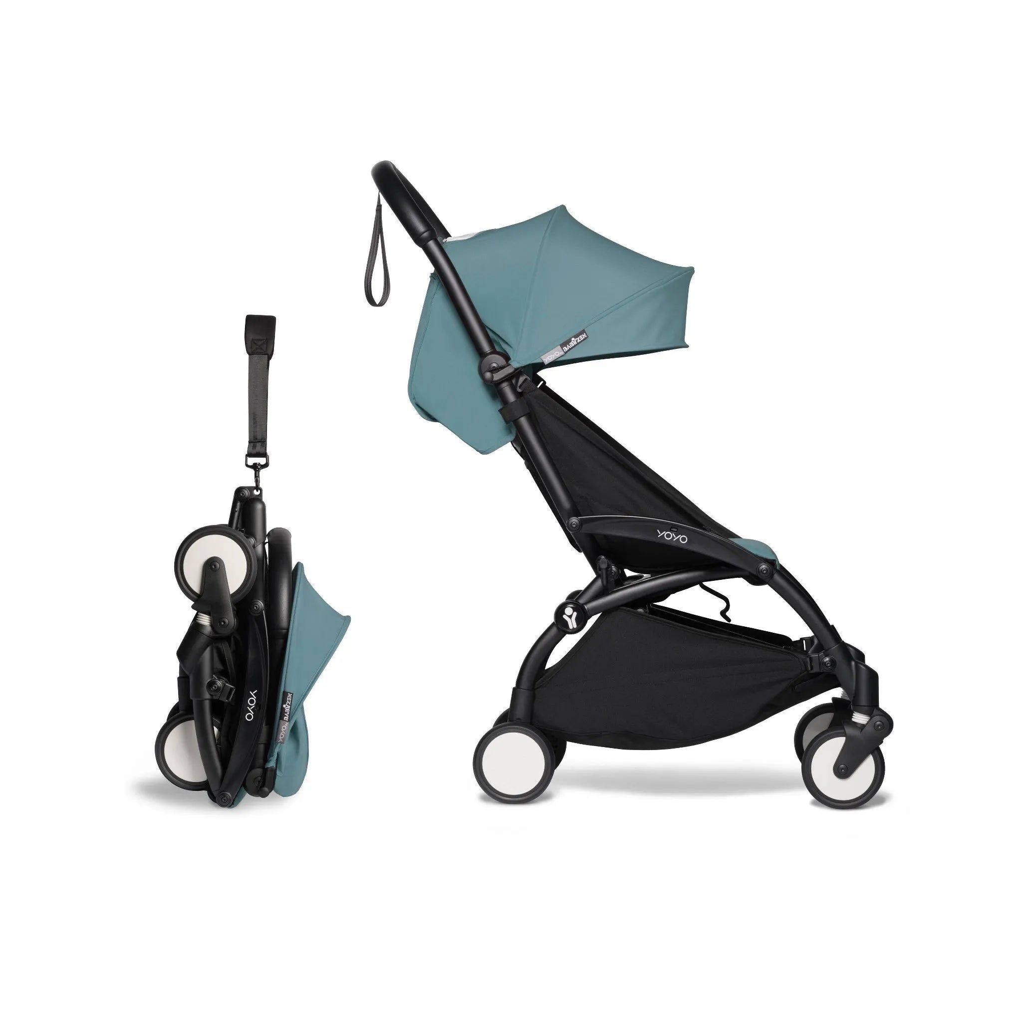 YOYO2 Lightweight Baby Stroller - Compact & Foldable Travel Stroller in Black Aqua | Perfect for Air Travel, City Walks & Everyday Use