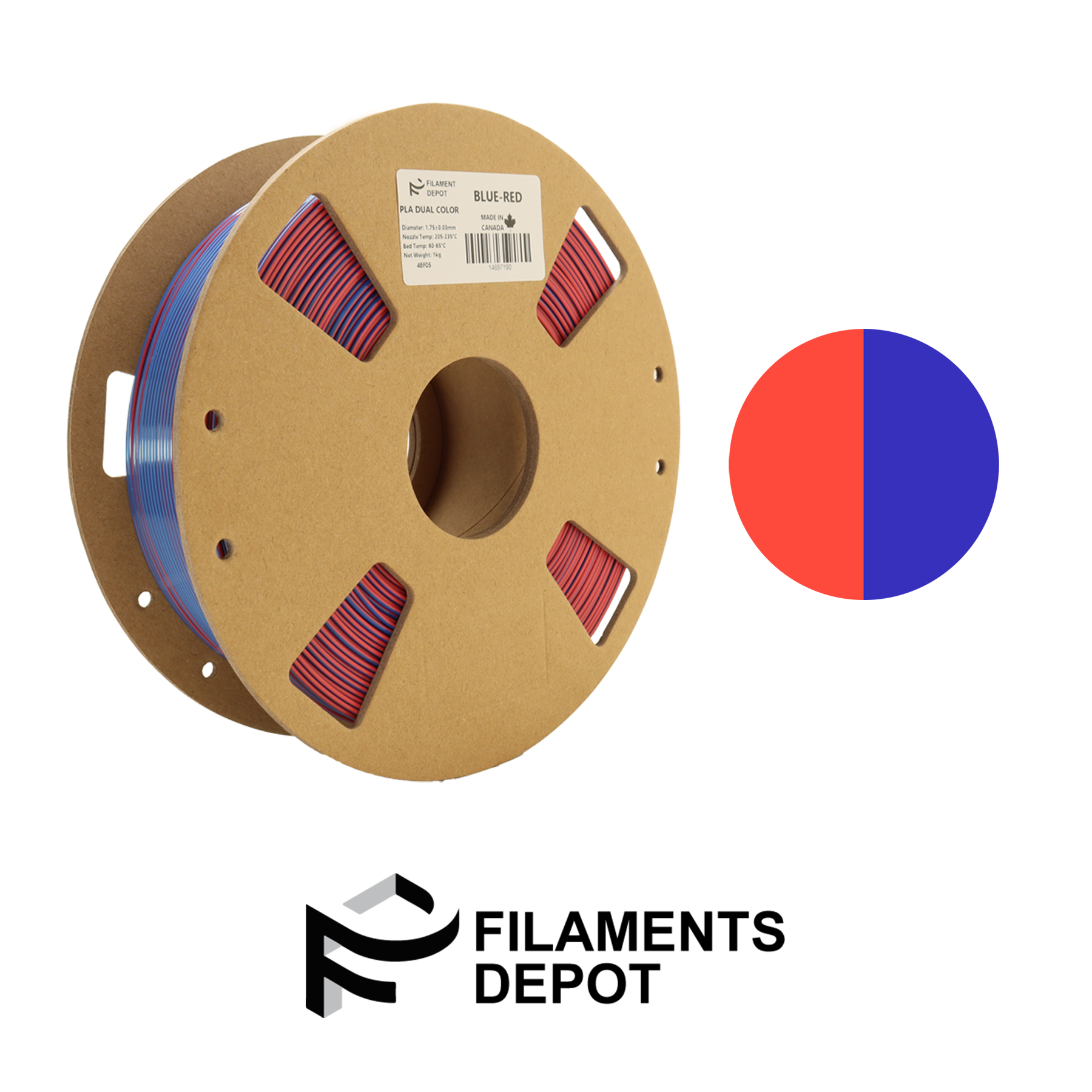 Filaments Depot Premium 1.75mm PLA 3D Printer Filament - Dual Color, 1kg Spool for Smooth Printing | Ideal for Home, School & Office 3D Printing Projects