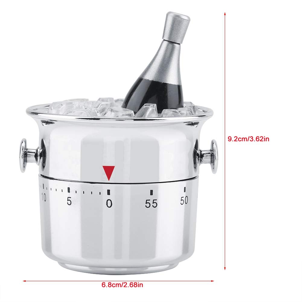 Stainless Steel Bucket-Shaped 60-Minute Mechanical Wind-Up Kitchen Timer - Wine Cooler Design for Cooking, Baking & Teaching - Perfect Kitchen Gadget & Time Management Tool for Home & Culinary Classes