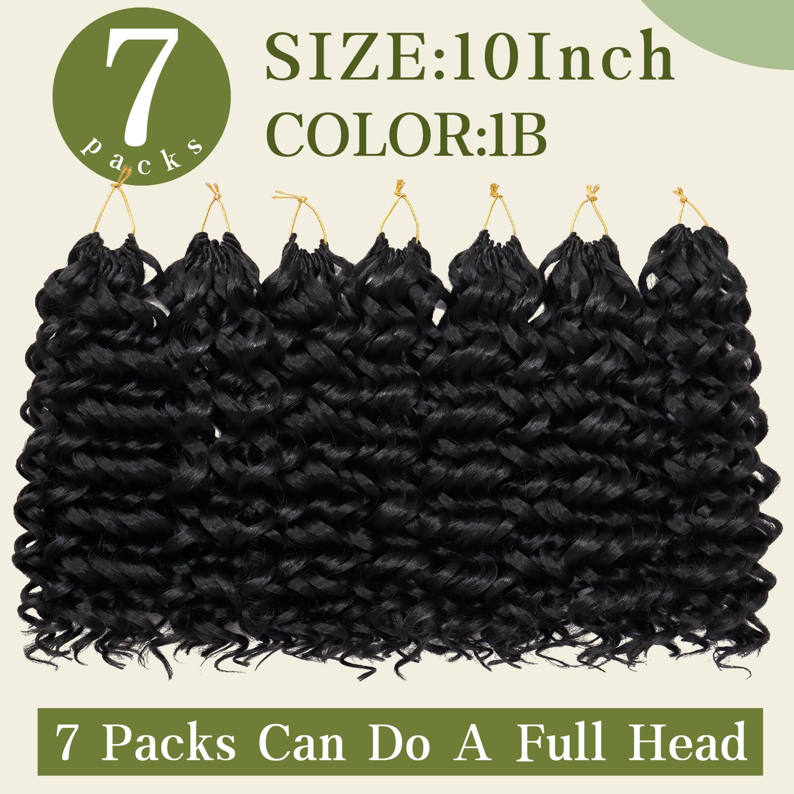 7 Packs 10 Inch Deep Ocean Water Wave Crochet Hair for Black Women - GOGO Curl Synthetic Bohemian Braiding Hair (1B, 10