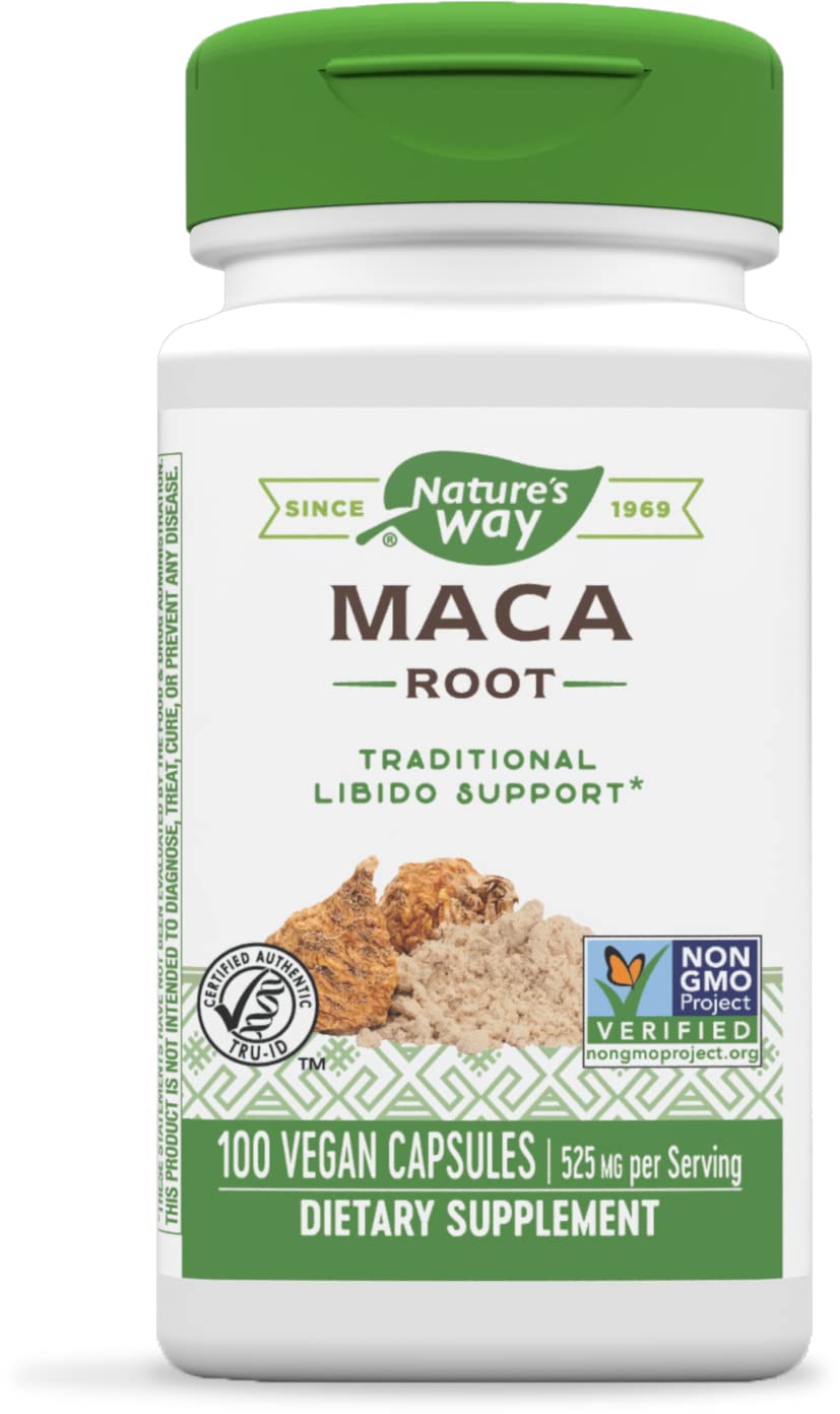 Nature's Way Premium Herbal Maca Root 525mg, 100 Vegan Capsules - Energy & Vitality Supplement for Men & Women - Perfect for Workout, Stress Relief & Hormonal Balance