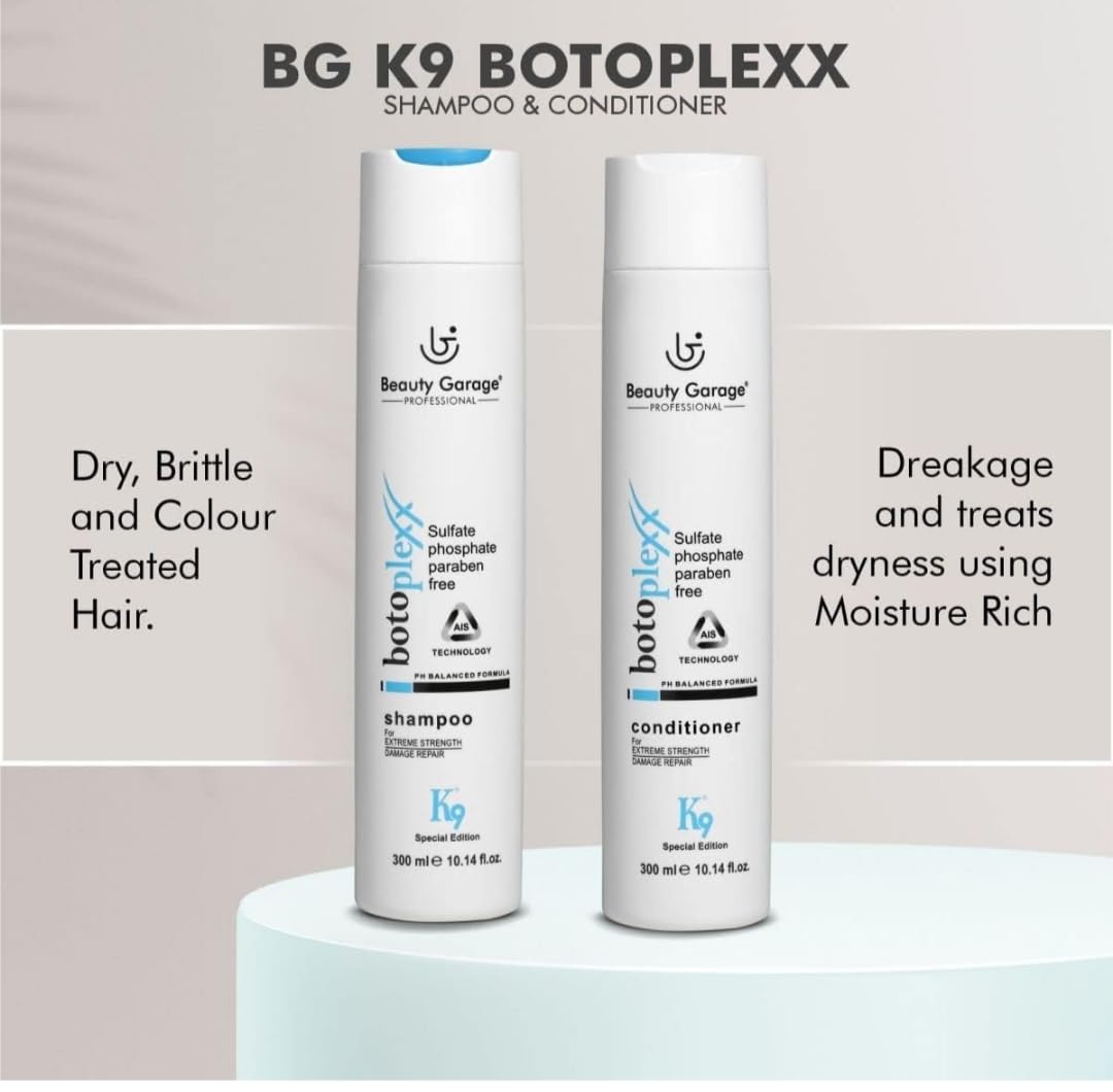 BBeauty GGarage K9 Botoplexx Dog Shampoo & Conditioner Set - 300ml x 2 (Total 600ml) - Gentle Cleansing for All Dog Breeds - Perfect for Bath Time & Grooming Sessions