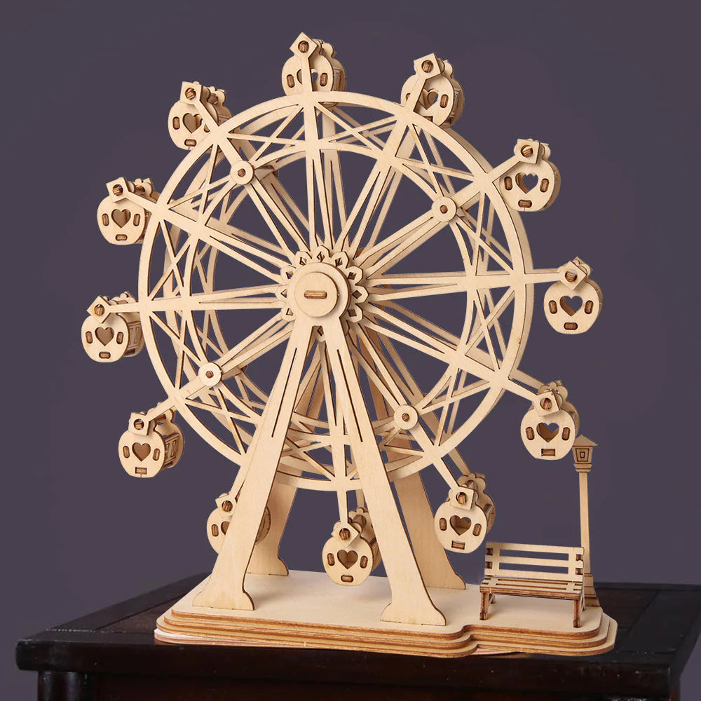 Rolife Ferris Wheel DIY Model Kit - 3D Wooden Puzzle for Adults & Teens - Fun Craft Project for Home Decor, Gifts & Relaxation - Perfect for Birthday, Christmas & Stress Relief Activities