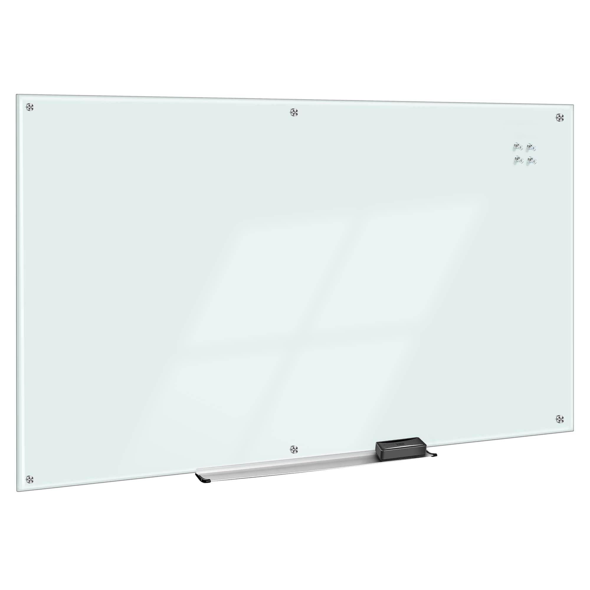 Amazon Basics Magnetic Glass Dry Erase Whiteboard - Frameless Infinity Design, 8x4 Feet - Perfect for Office Meetings, Classroom Teaching & Home Organization