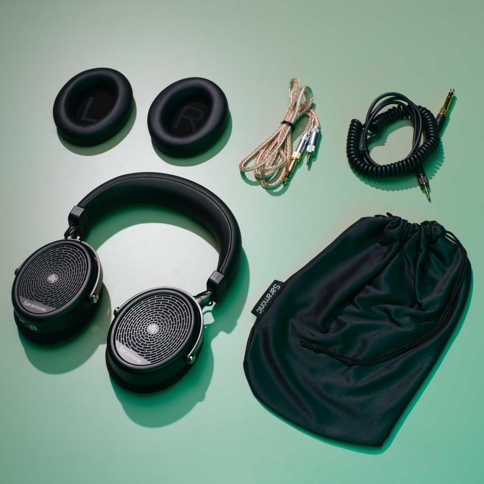Saramonic Professional Studio Headphones with Coiled & Straight Cables, Velvet & Leather Earpads, 1/4