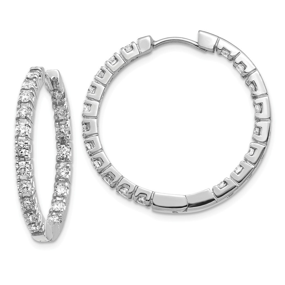 14K White Gold Diamond Hinged Hoop Earrings 27mm (1.9 CTTW) - Elegant Dangle Earrings for Women, Perfect for Weddings, Parties & Special Occasions