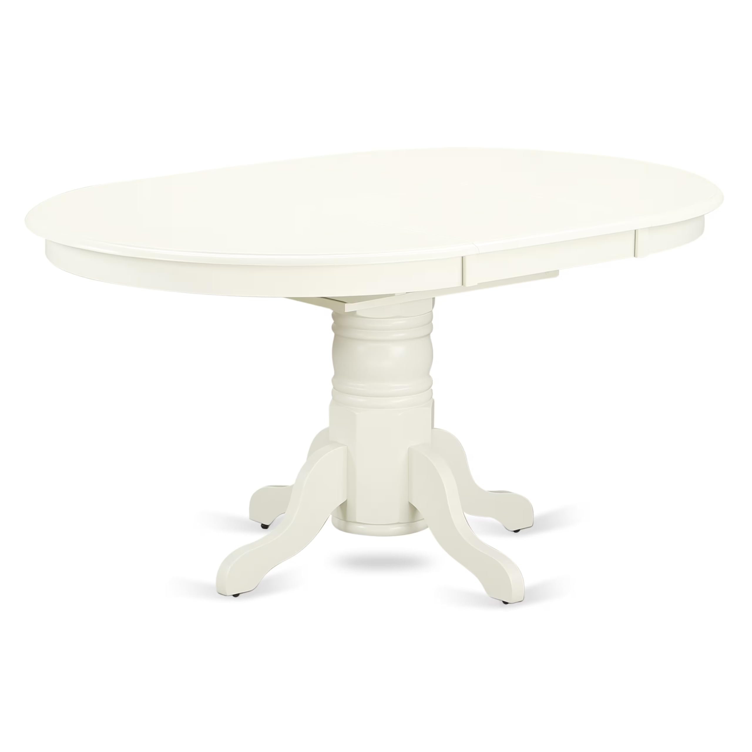 East West Furniture AVAD5-LWH-LC 5-Piece Modern Dining Room Set - 42x60 Inch Oval Wooden Table with Butterfly Leaf & 4 Faux Leather Chairs, Linen White - Perfect for Small Spaces, Kitchen, Breakfast Nook & Apartment Dining