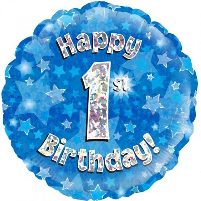 Blue Holographic Milestone Birthday Foil Balloons - Perfect for 30th, 40th, 50th Birthday Parties & Anniversary Celebrations