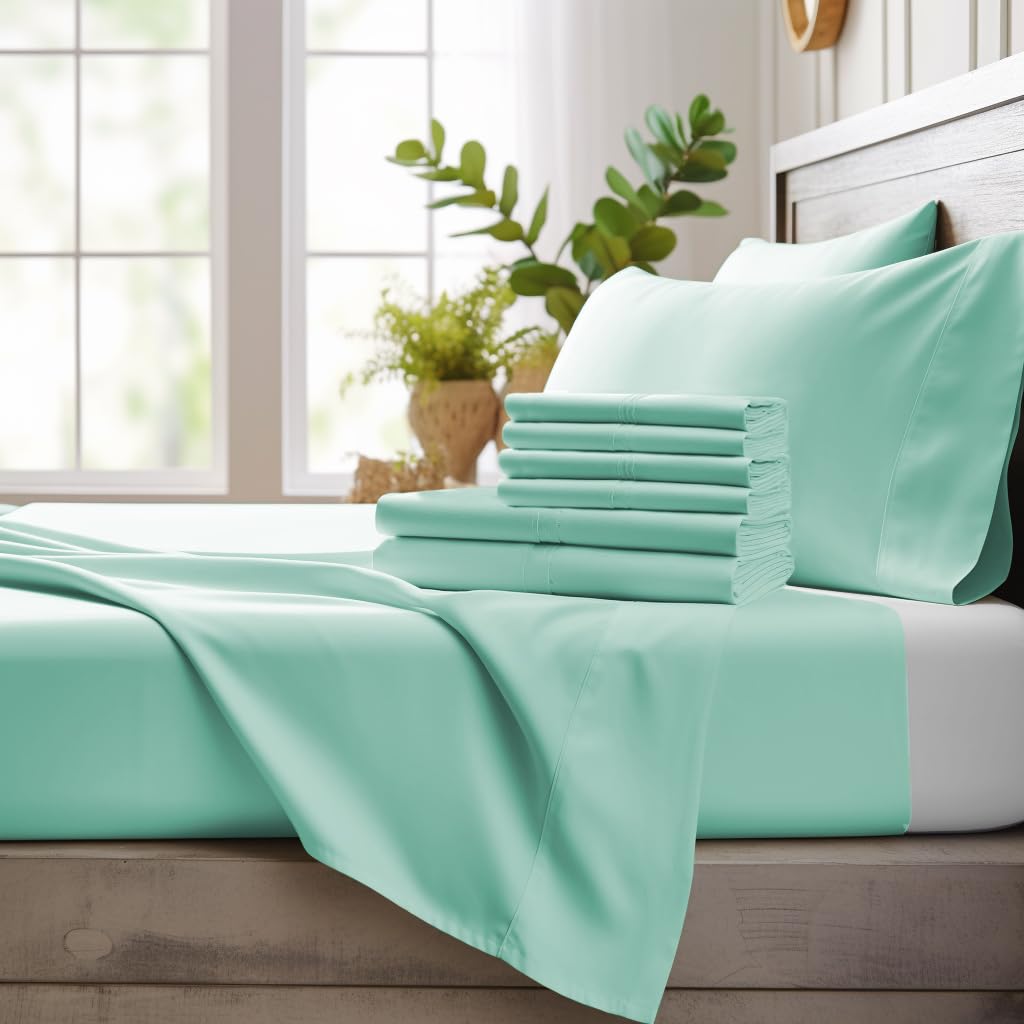 Bamboo Bay 6-Piece Queen Size Sheet Set - 100% Bamboo Viscose, Breathable & Ultra Soft Cooling Bed Sheets for Hot Sleepers - Deep Pocket Fits 16