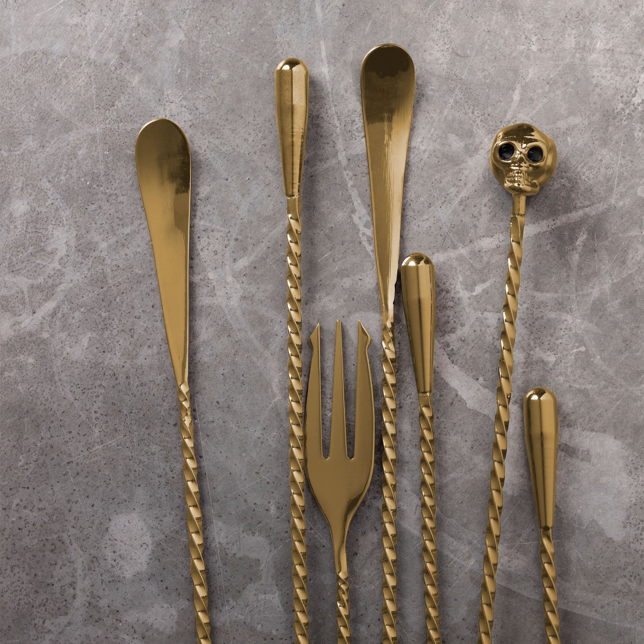 Gold Plated TRIDENT BARSPOON 50cm - Premium Cocktail Mixing Tool for Bartenders & Home Bars - Perfect for Crafting Martinis, Old Fashioned & Mixology Drinks