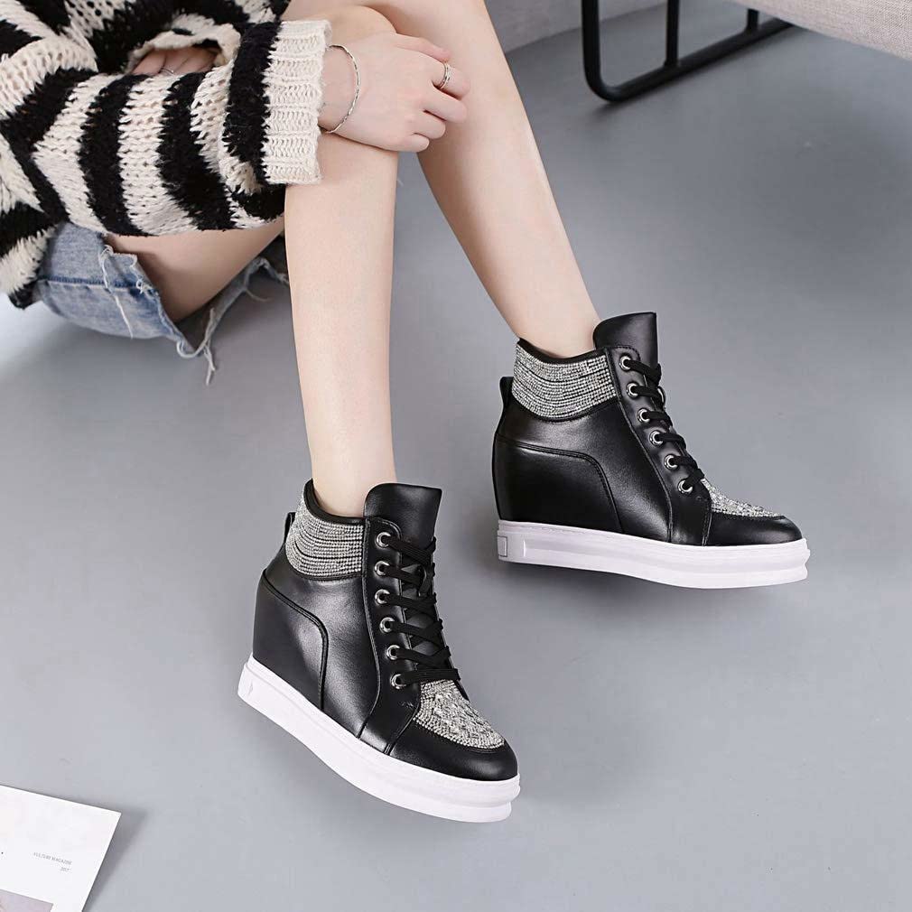 ZBYY Women's Fashion Platform Sneakers - Lace Up Hidden Wedge Heel High Top Walking Shoes | Comfortable Ankle Booties for Casual Outfits, Street Style & Daily Wear