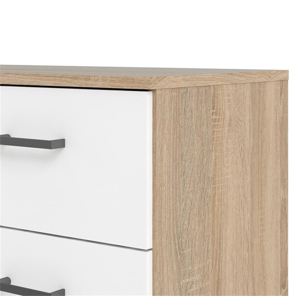 Tvilum 8-Drawer Double Dresser - Solid Oak Frame with White Finish | Perfect for Bedroom Storage & Closet Organization