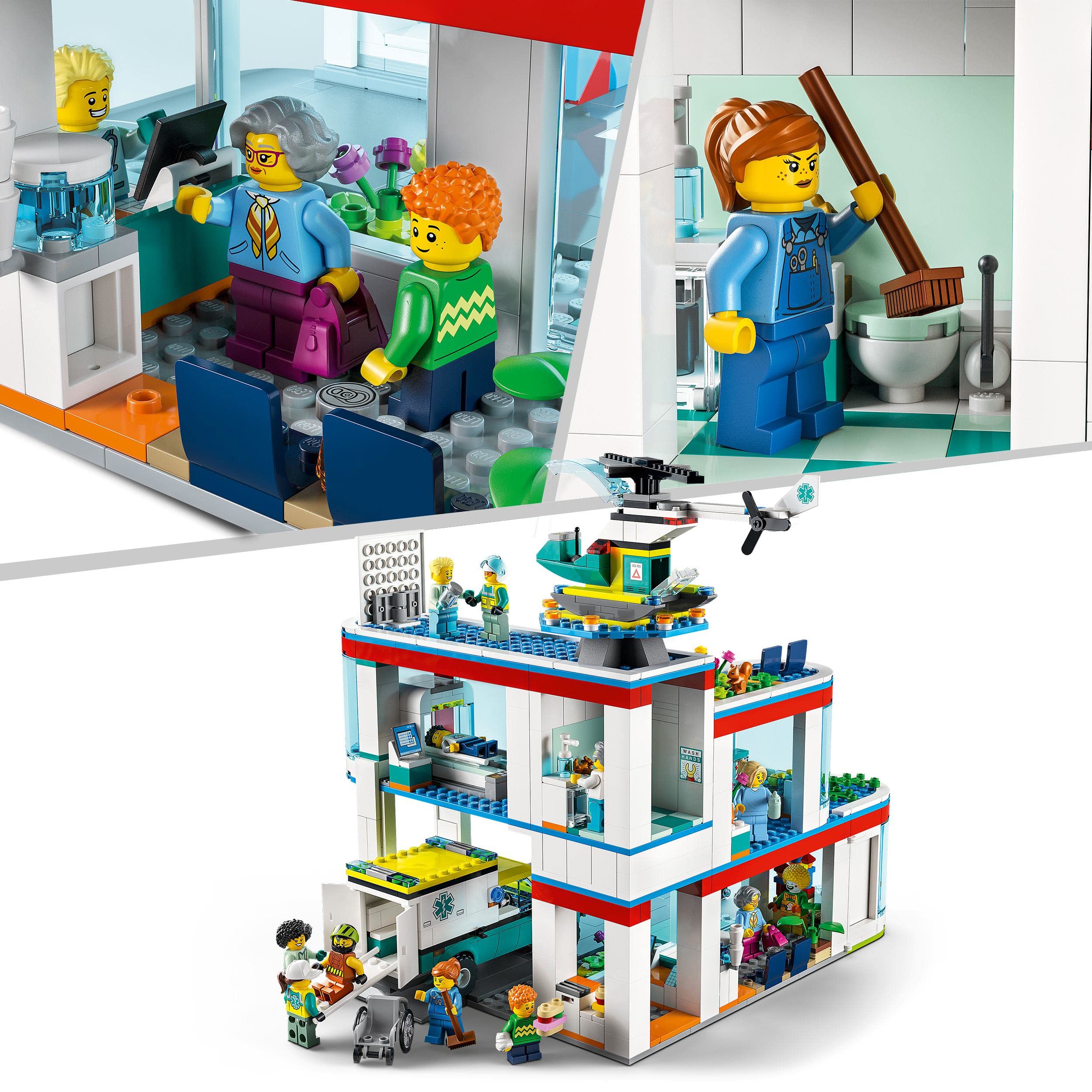 LEGO 60330 City Hospital Building Set - Ambulance Truck, Helicopter & 12 Minifigures - Creative Construction Toy for Kids Ages 7+ - Perfect for Role Play, Birthday Gifts & STEM Learning