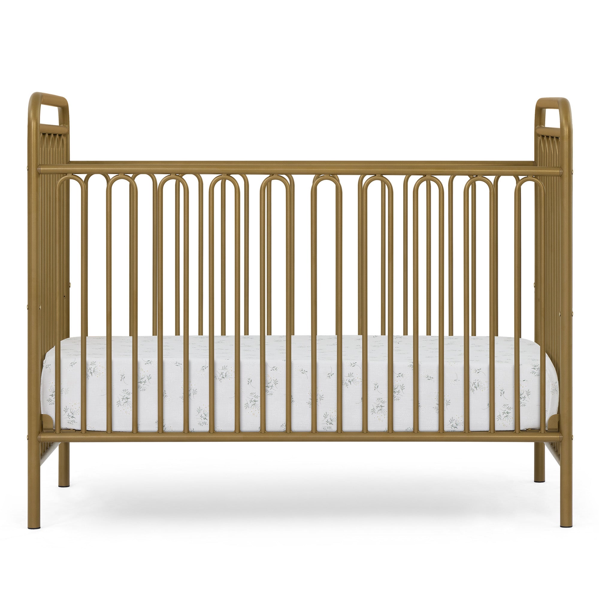 Darcy 4-in-1 Convertible Metal Baby Crib - Toddler Bed, Daybed & Full-Size Bed Conversion - Modern Nursery Furniture for Newborns to Teens (White) | Perfect for Small Spaces & Growing Families