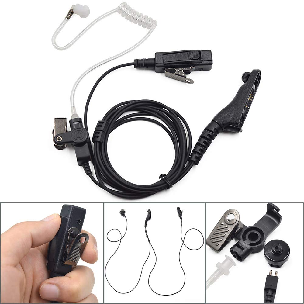 Yolispa Air Tube PTT Earpiece Headset with Microphone - Covert Acoustic Tube Security Headset for Motorola Two-Way Radios (DP4400/DP4600/DP4800 Series) - Ideal for Bodyguards, Security Personnel & Event Staff Communication